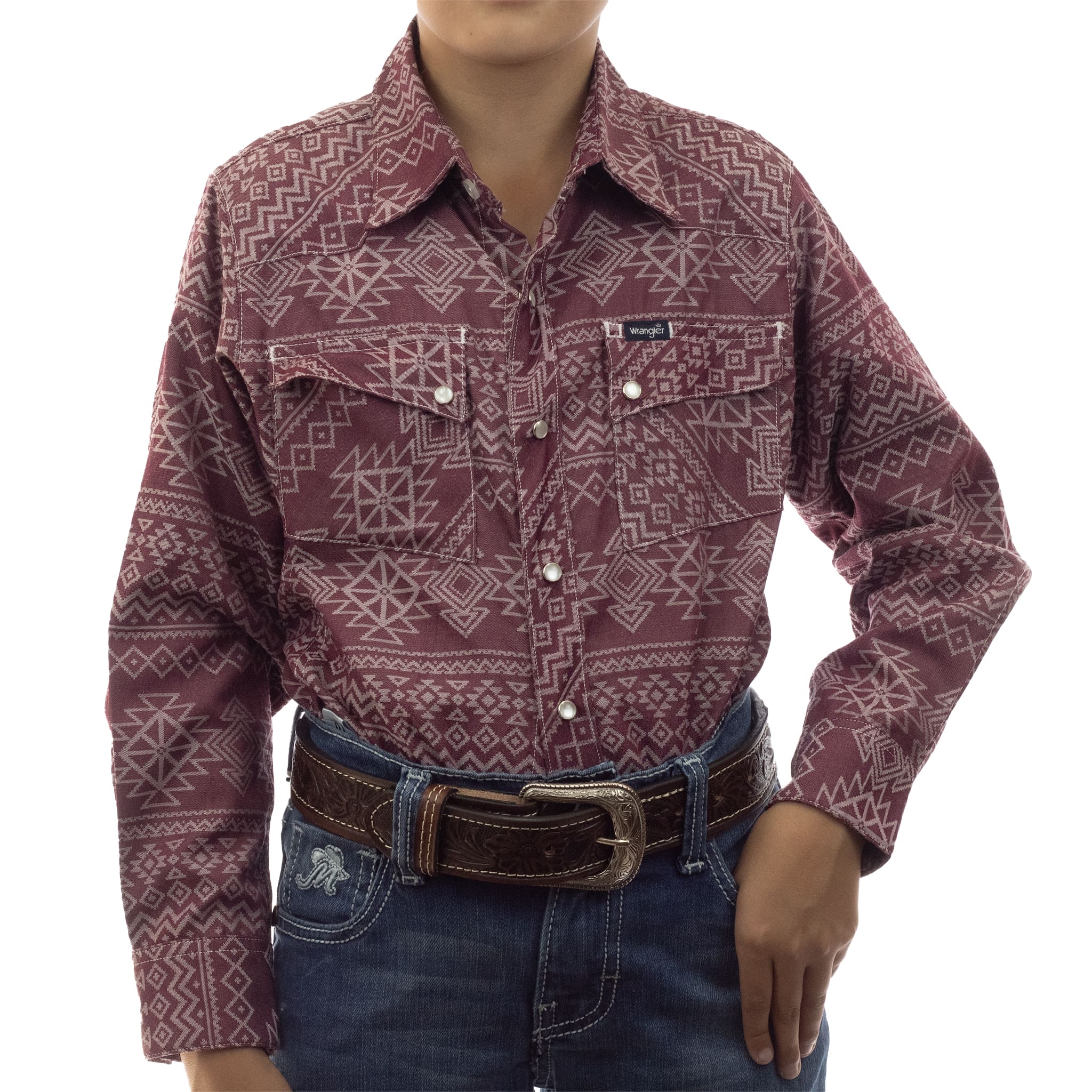 CAMISA VAQUERA NIÑO WRANGLER SLIM FIT MANGA LARGA ROJO