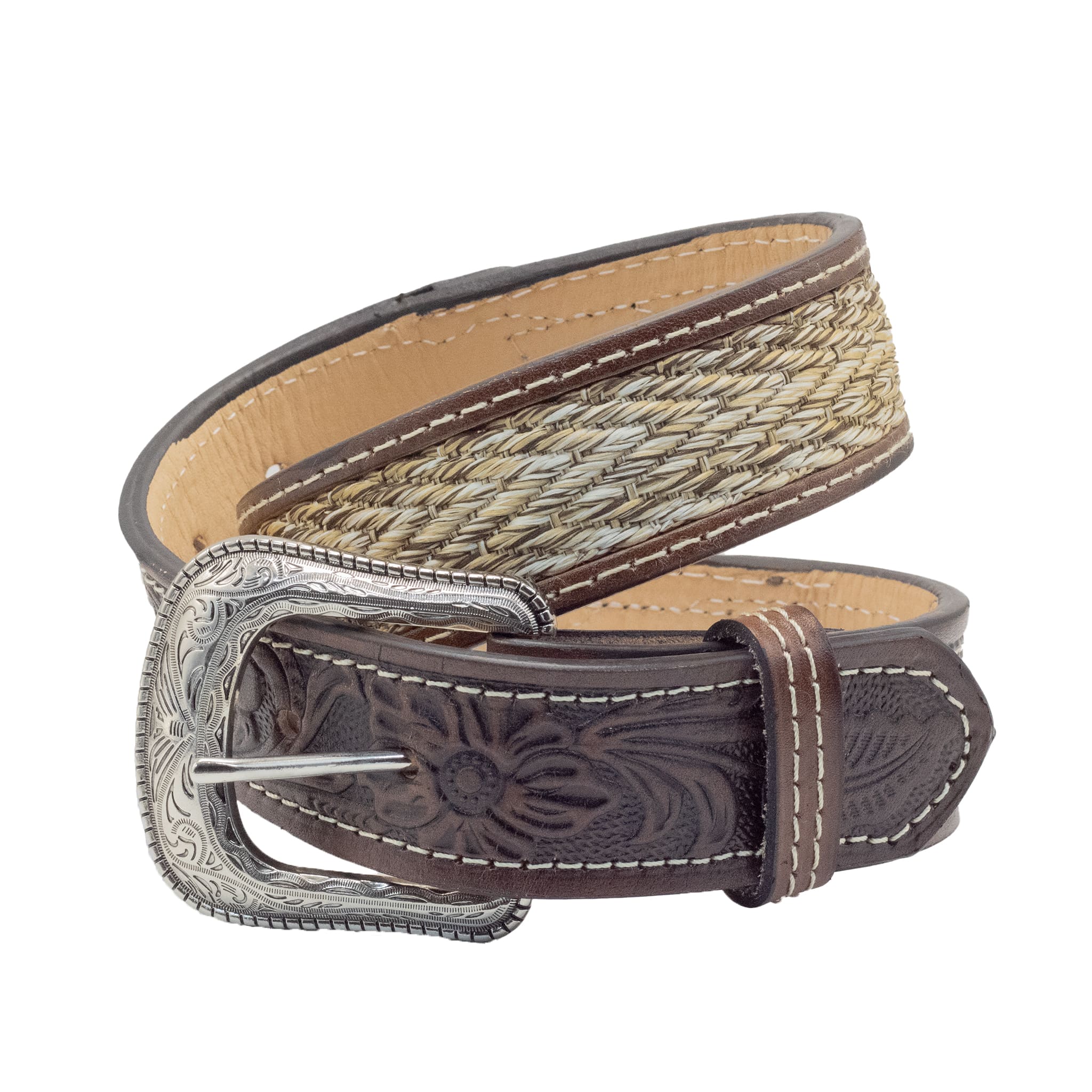 CINTO VAQUERO DE PIEL CON CHAPETA CAFE