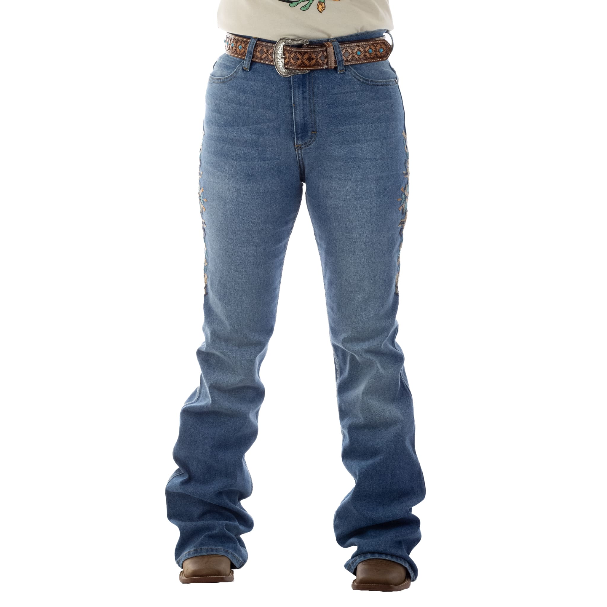 PANTALON WRANGLER DAMA CINTURA ALTA  AZUL CLARO
