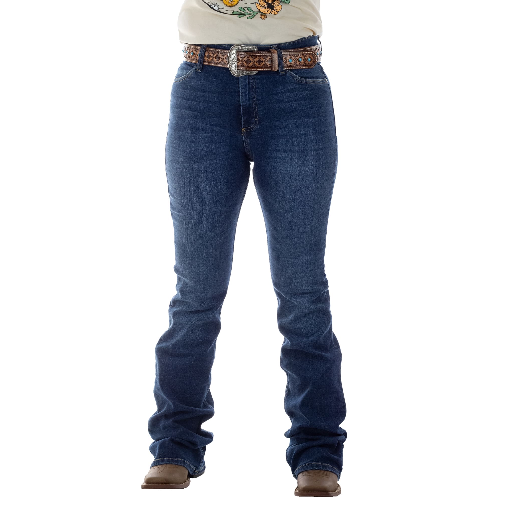 PANTALON WRANGLER DAMA CINTURA ALTA AZUL