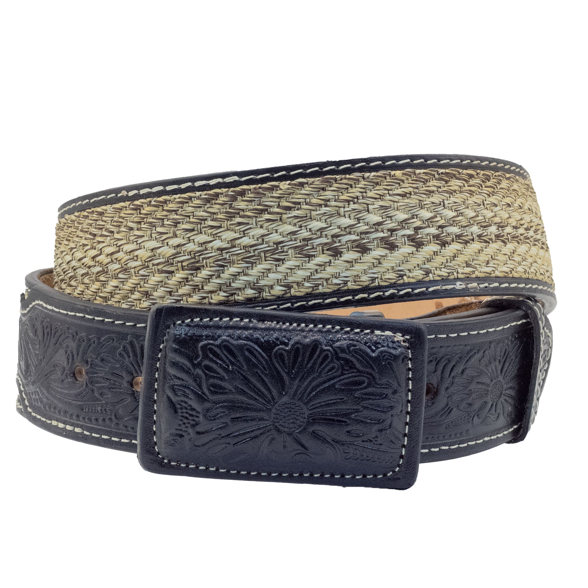 CINTO VAQUERO DE PIEL CON CHAPETA NEGRO