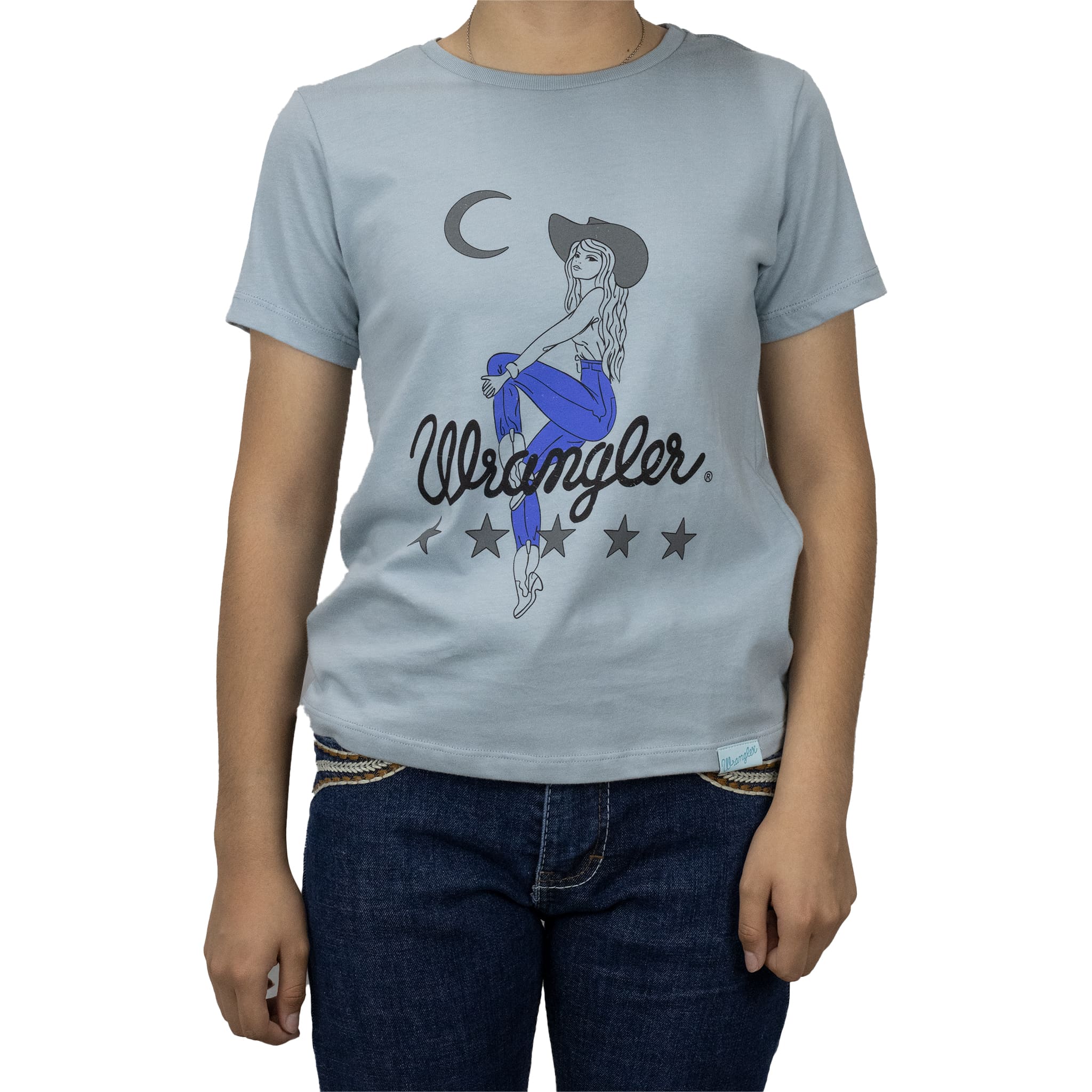 PLAYERA WRANGLER ESTAMPADO RODEO AZUL CLARO