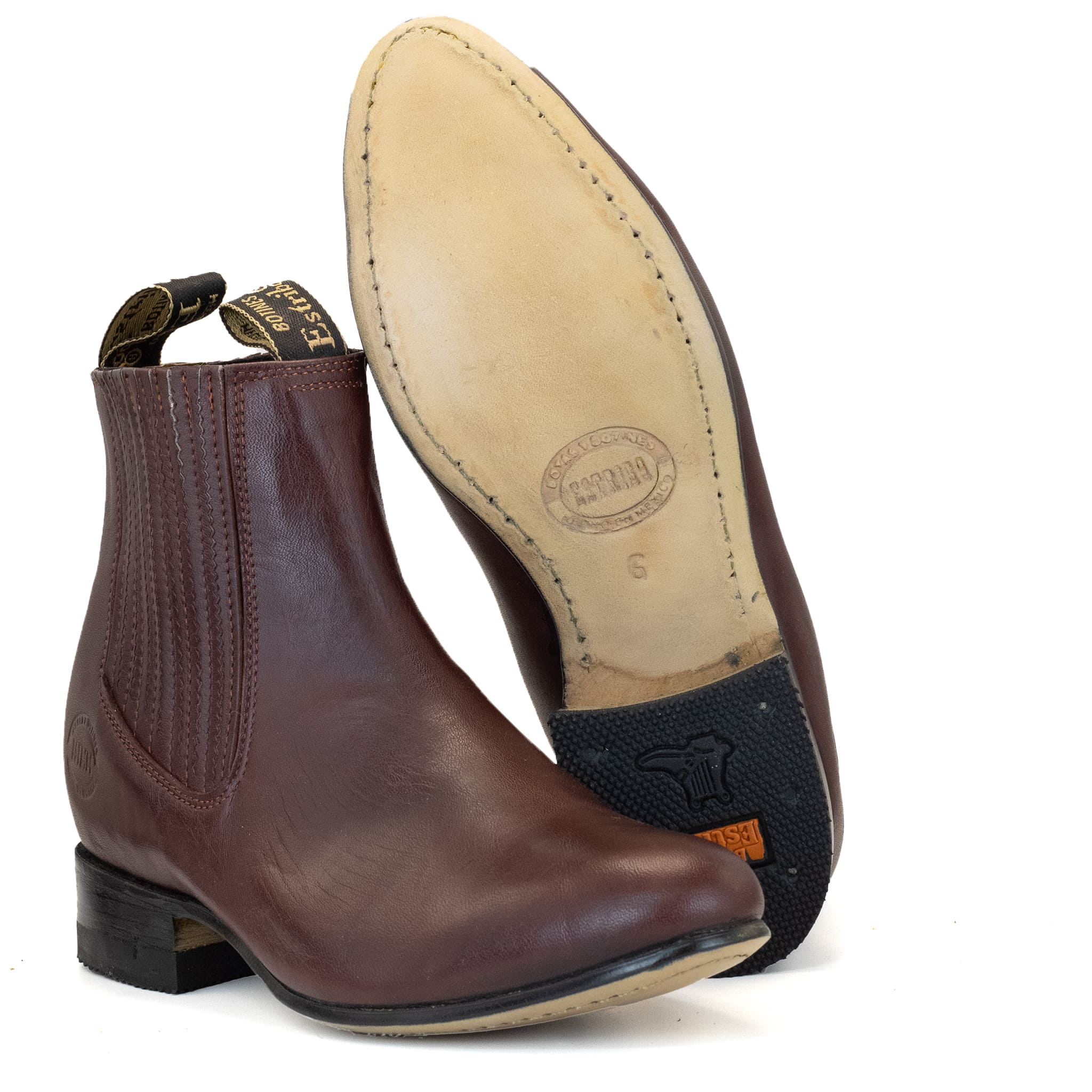 002 BOTIN ESTRIBO CHARRO SUELA DE CUERO VINO