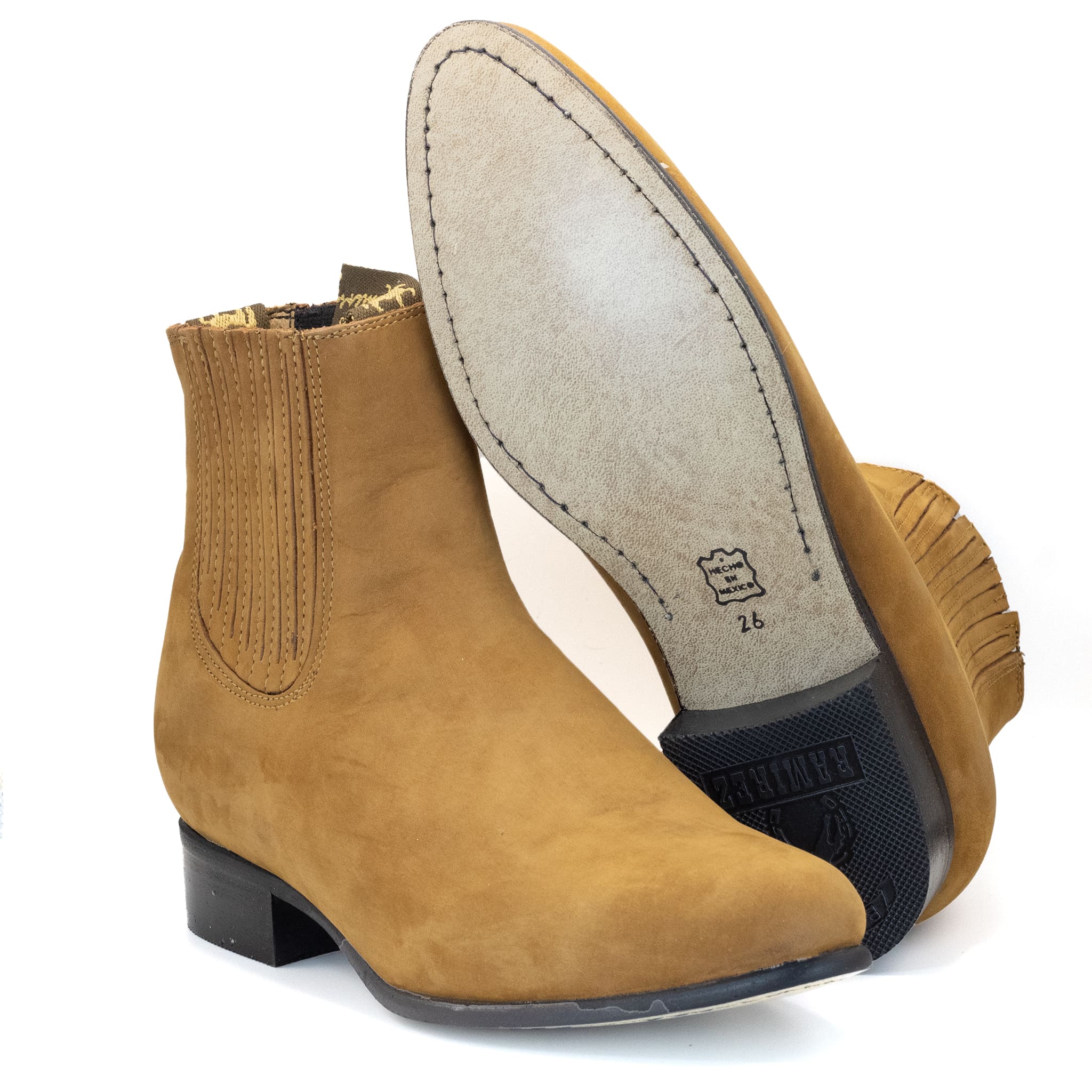 BOTIN RAMÍREZ CHARRO DE GAMUZA CON SUELA DE NEOLITE PAJA