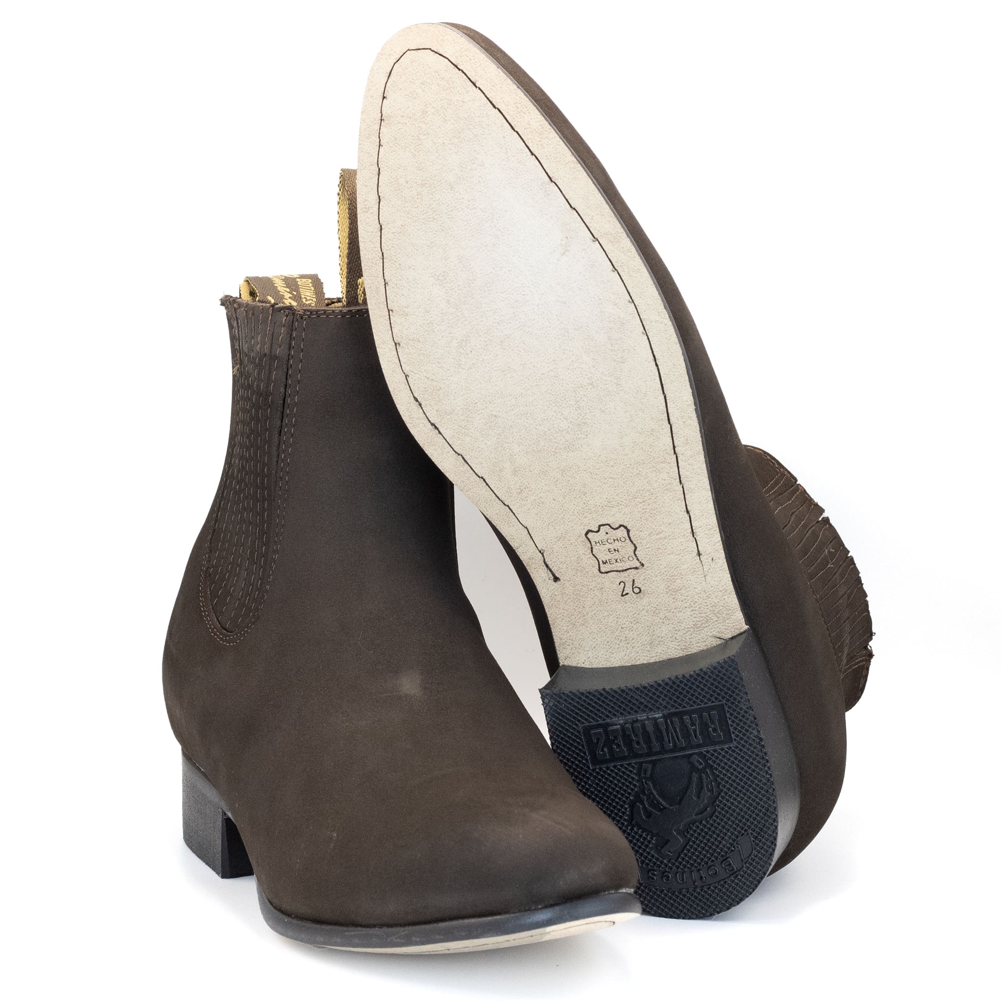 BOTIN RAMÍREZ CHARRO DE GAMUZA CON SUELA DE NEOLITE CAFE