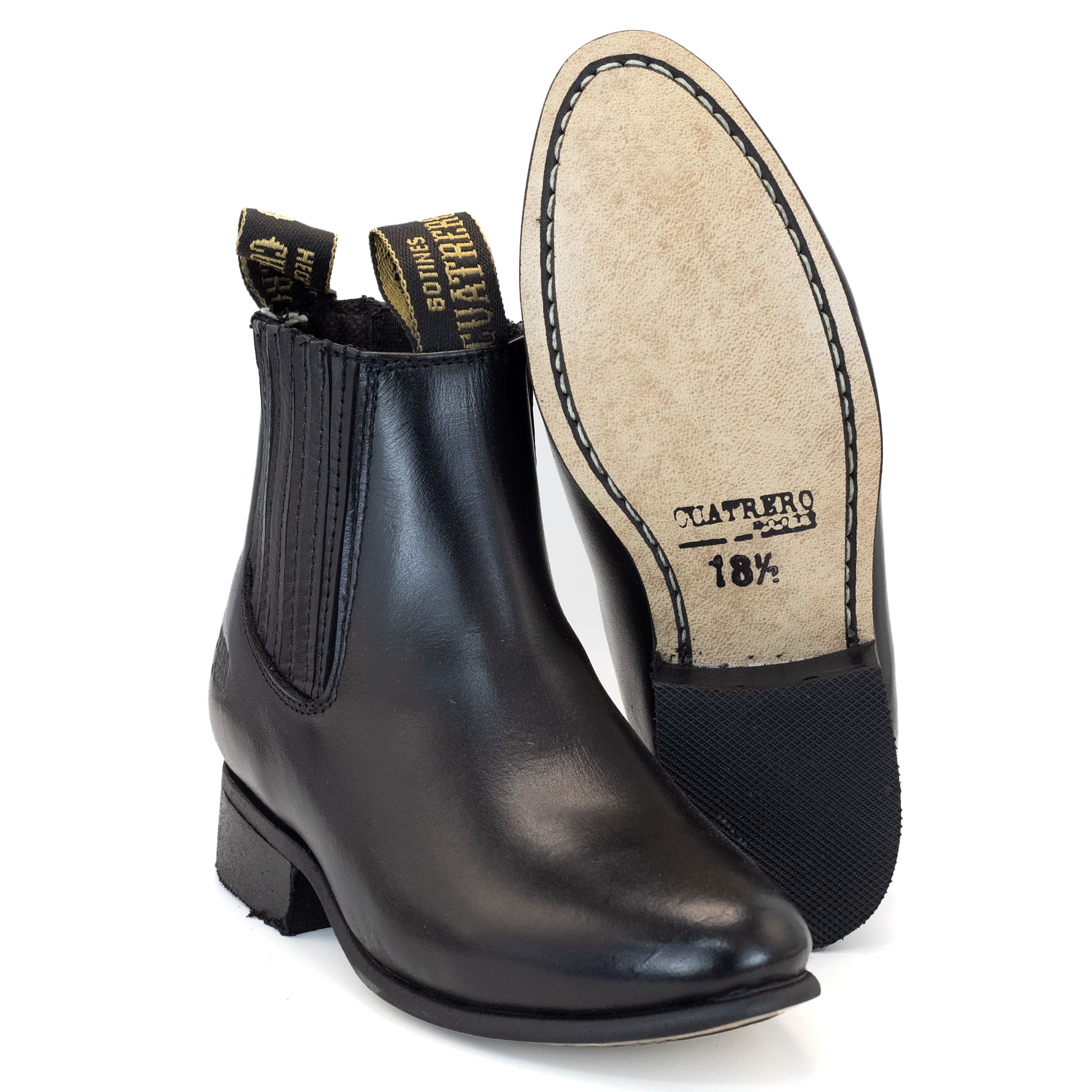 BOTIN CUATRERO CHARRO EN PIEL NEGRO