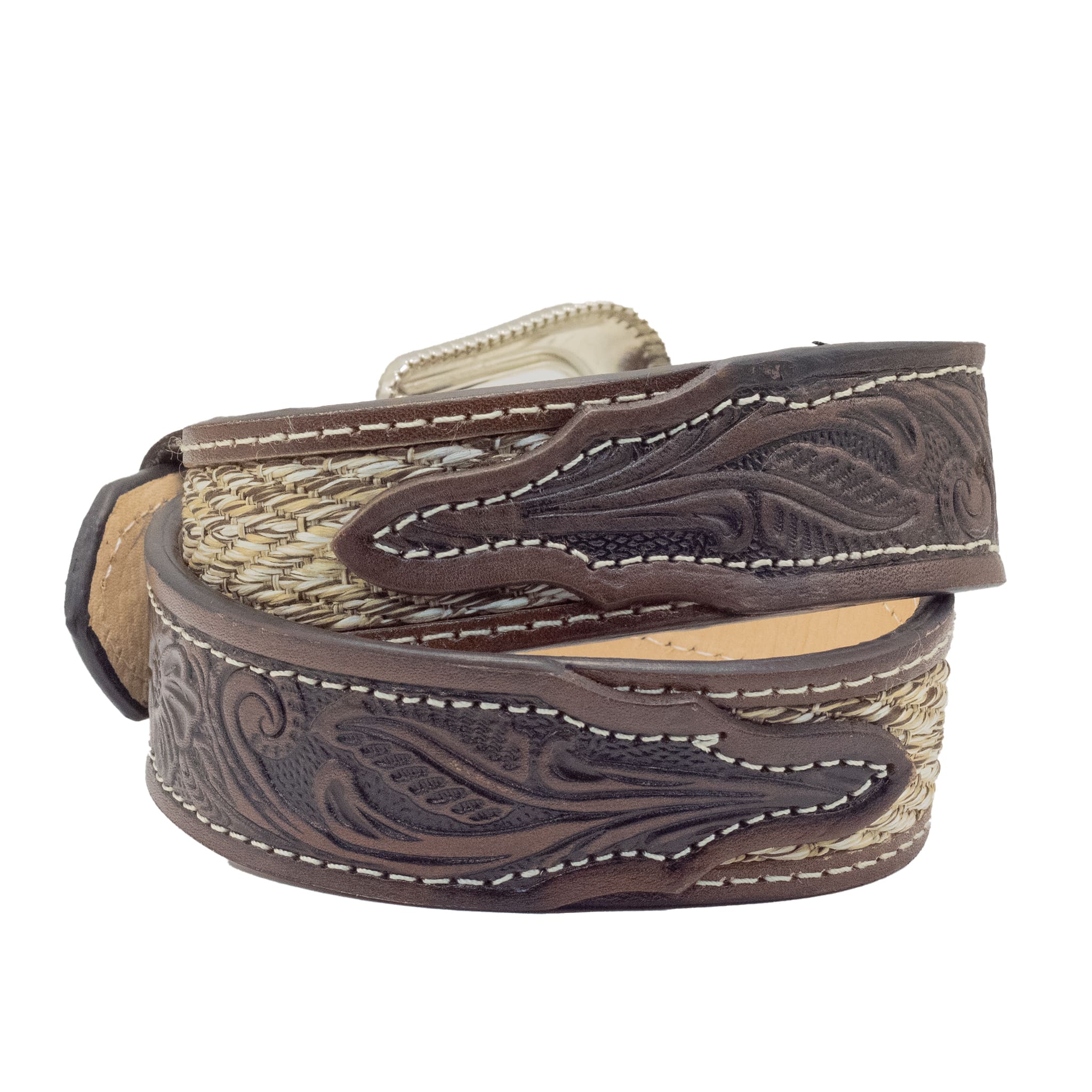 CINTO VAQUERO DE PIEL CON CHAPETA CAFE
