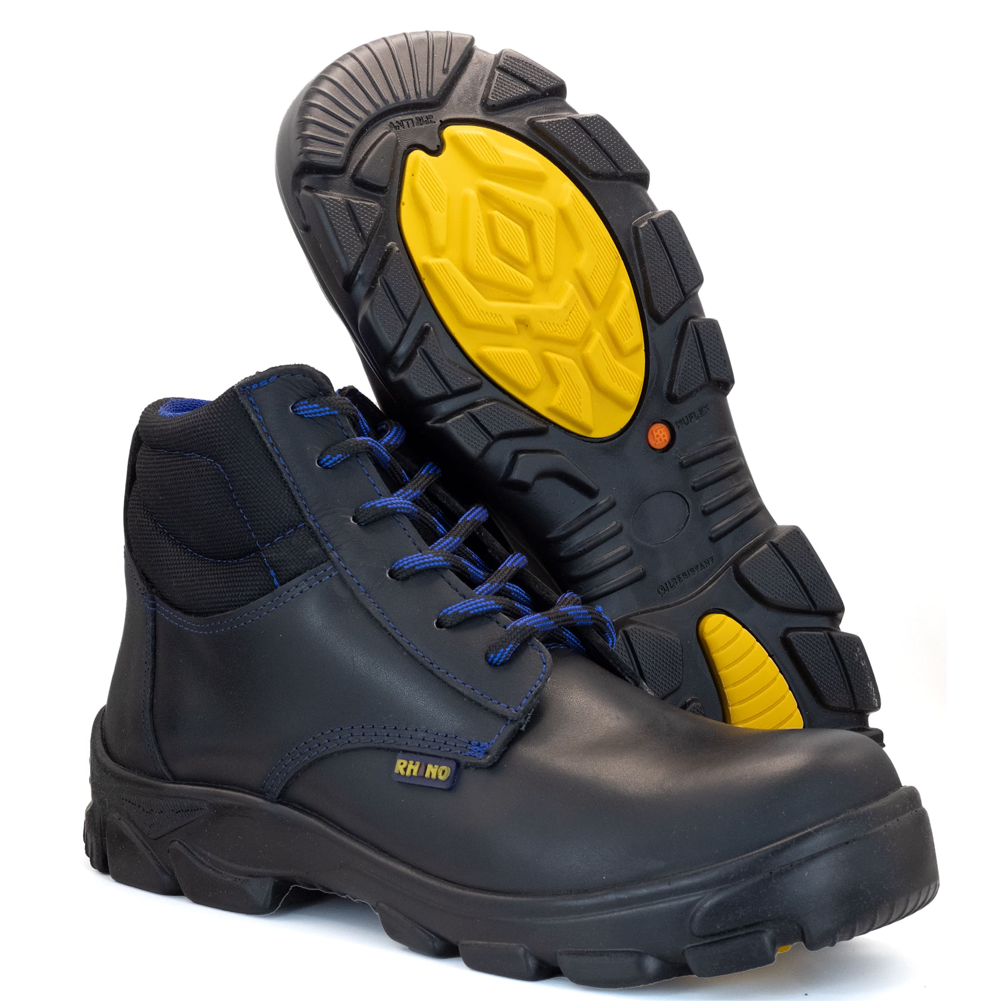BOTA RHINO TRABAJO CON CASCO NEGRO/AZUL