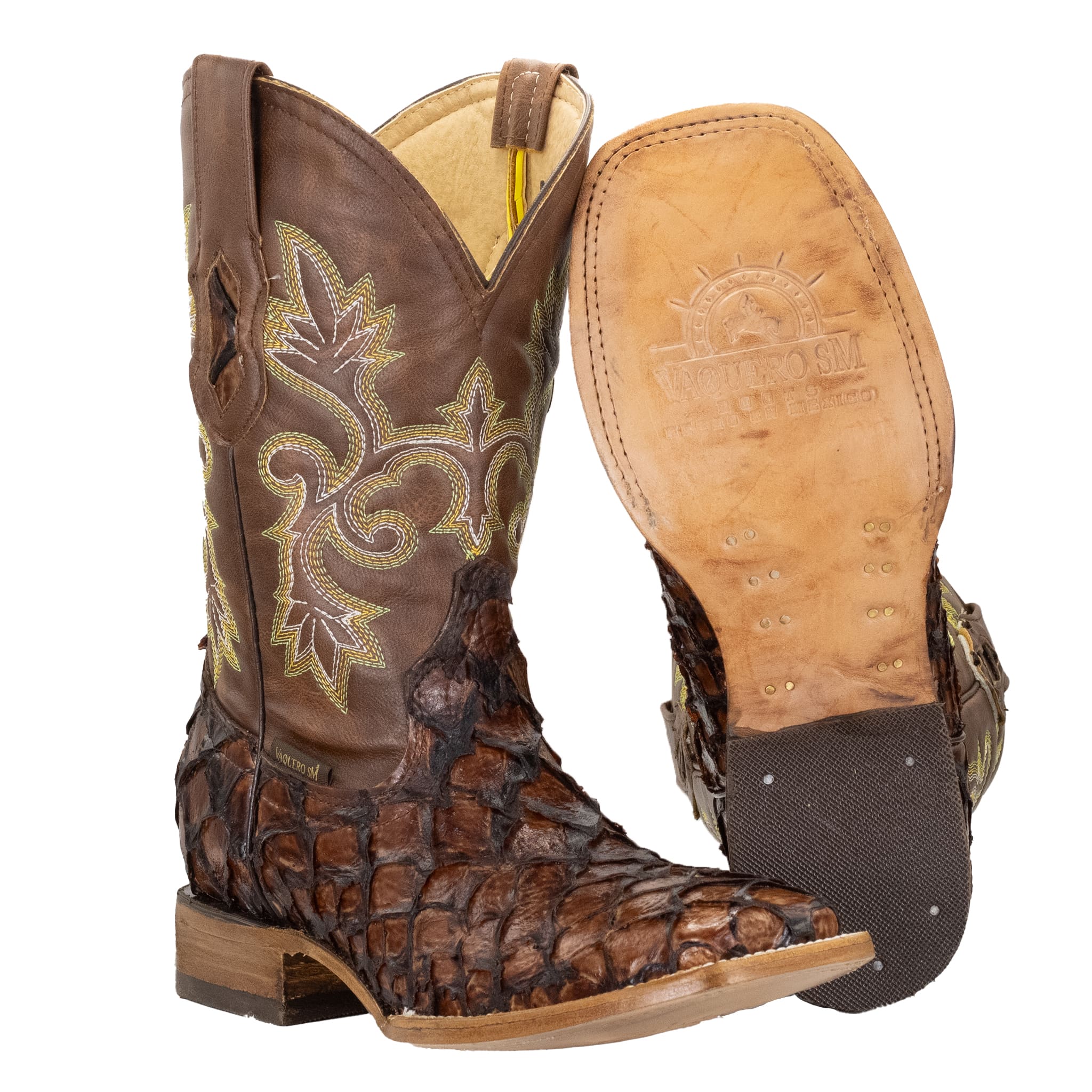 002 BOTA VAQUERO SM HORMA RODEO IMIT. PESCADO COÑAC.