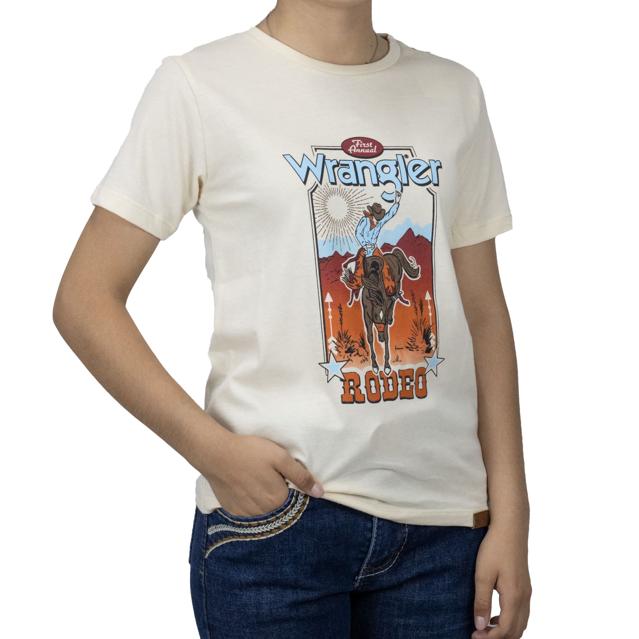 PLAYERA WRANGLER ESTAMPADO RODEO BEIGE