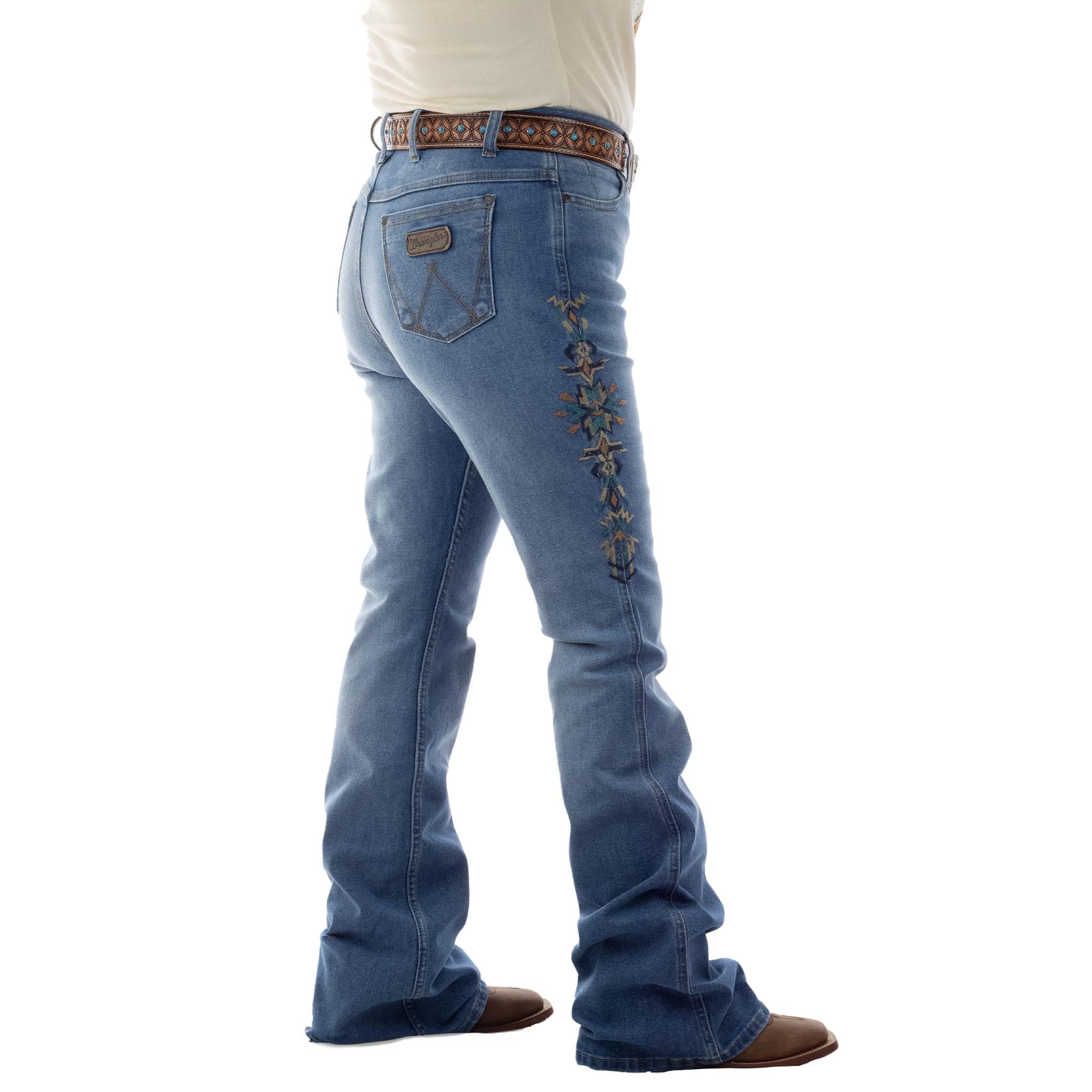 PANTALON WRANGLER DAMA CINTURA ALTA  AZUL CLARO