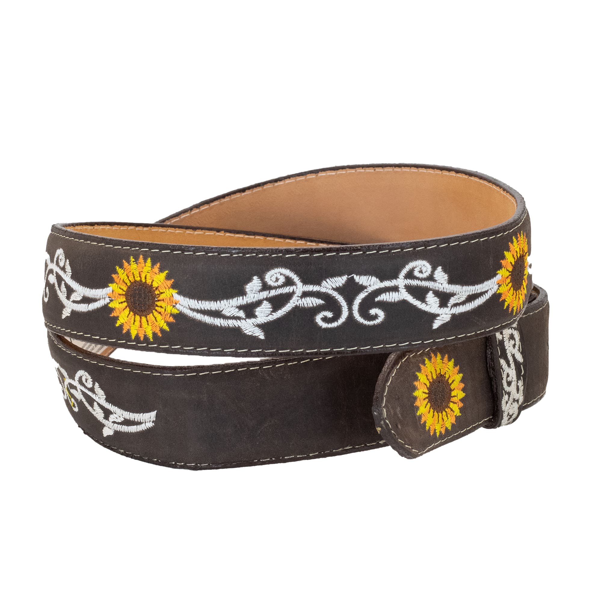 CINTO VAQUERO CON GIRASOLES CAFE