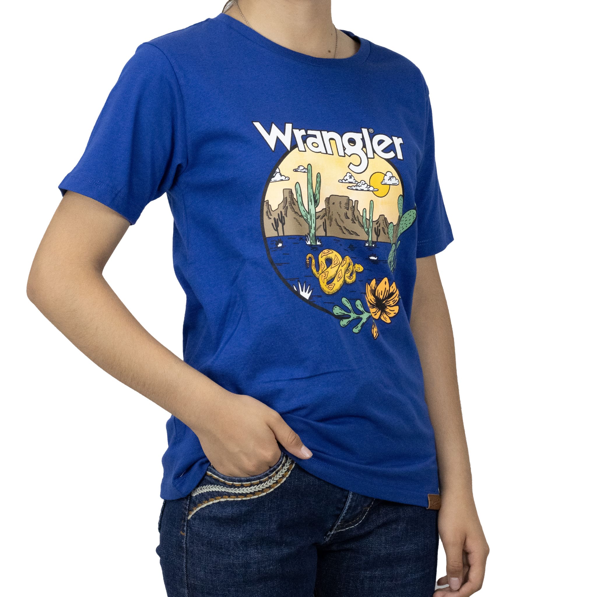 PLAYERA WRANGLER ESTAMPADO RODEO AZUL REY