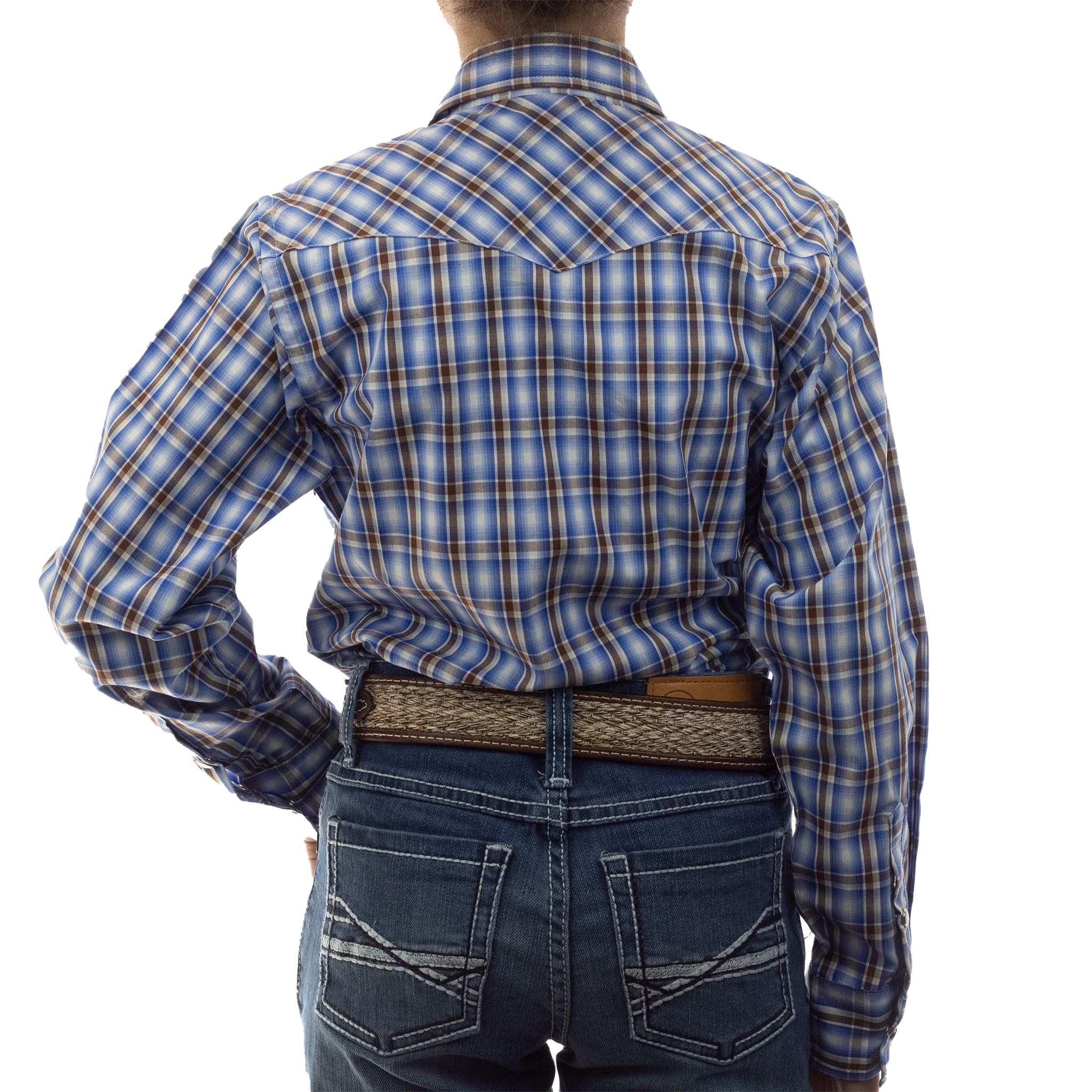 CAMISA VAQUERA NIÑO WRANGLER SLIM FIT MANGA LARGA AZUL