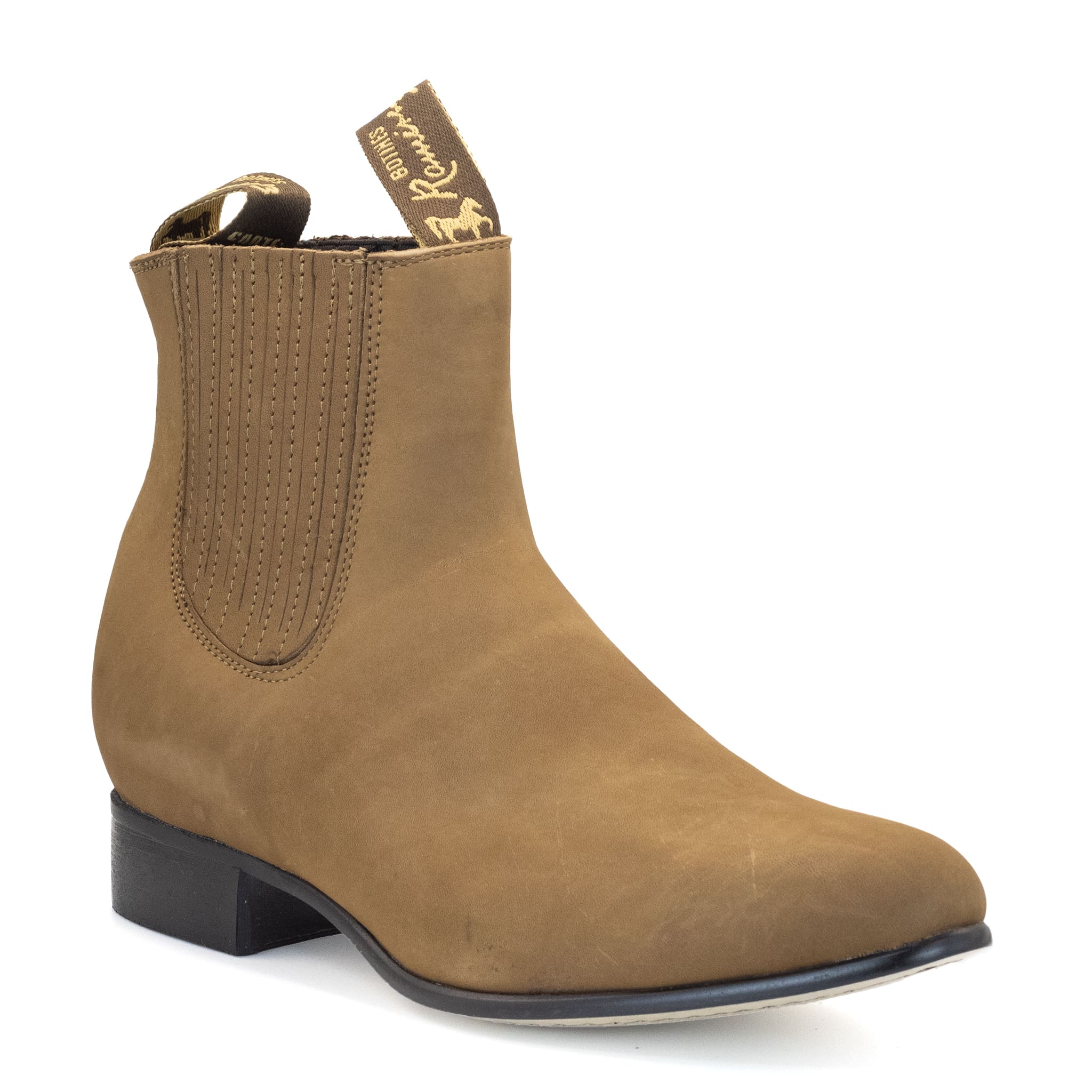 BOTIN RAMÍREZ CHARRO DE GAMUZA CON SUELA DE NEOLITE TABACO