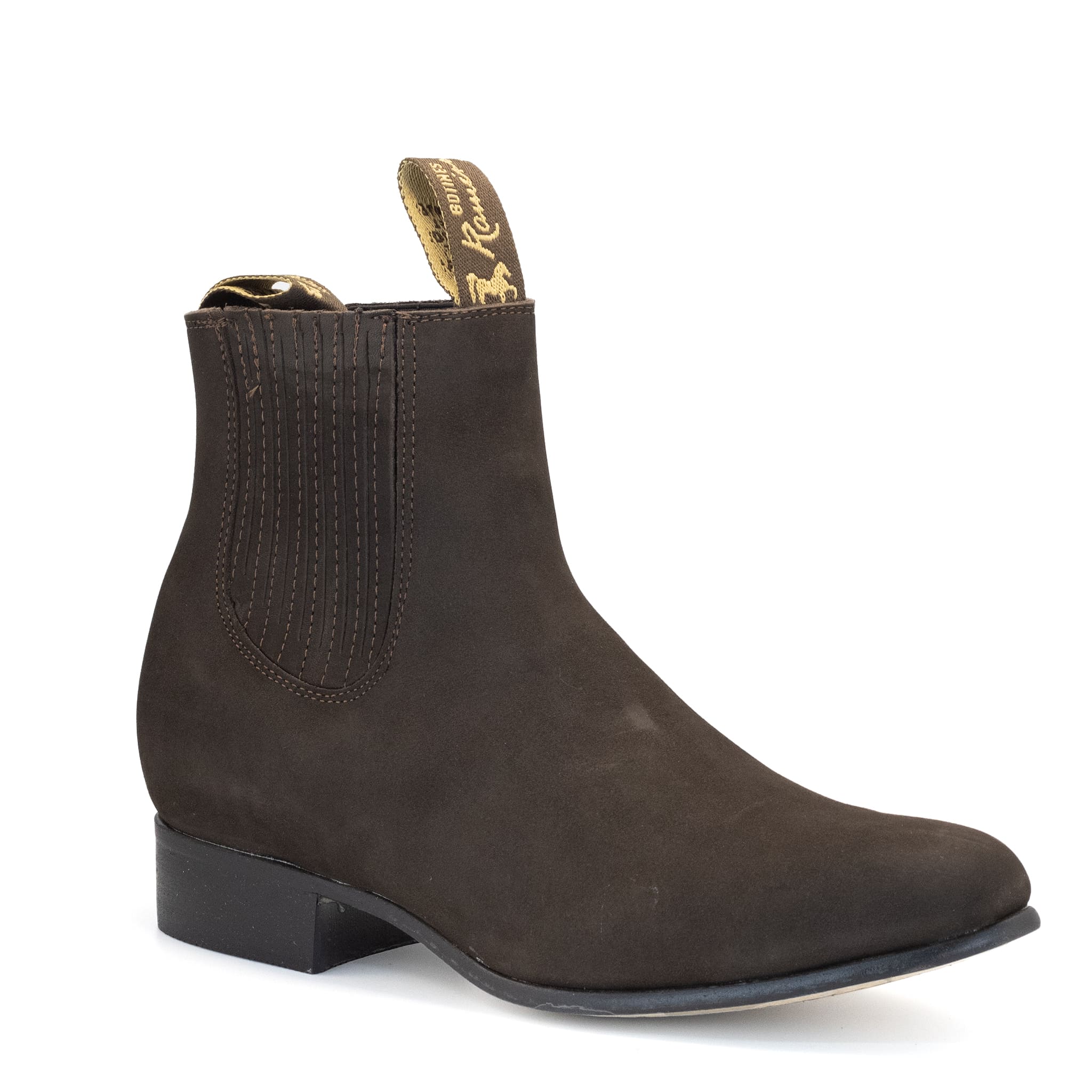 BOTIN RAMÍREZ CHARRO DE GAMUZA CON SUELA DE NEOLITE CAFE