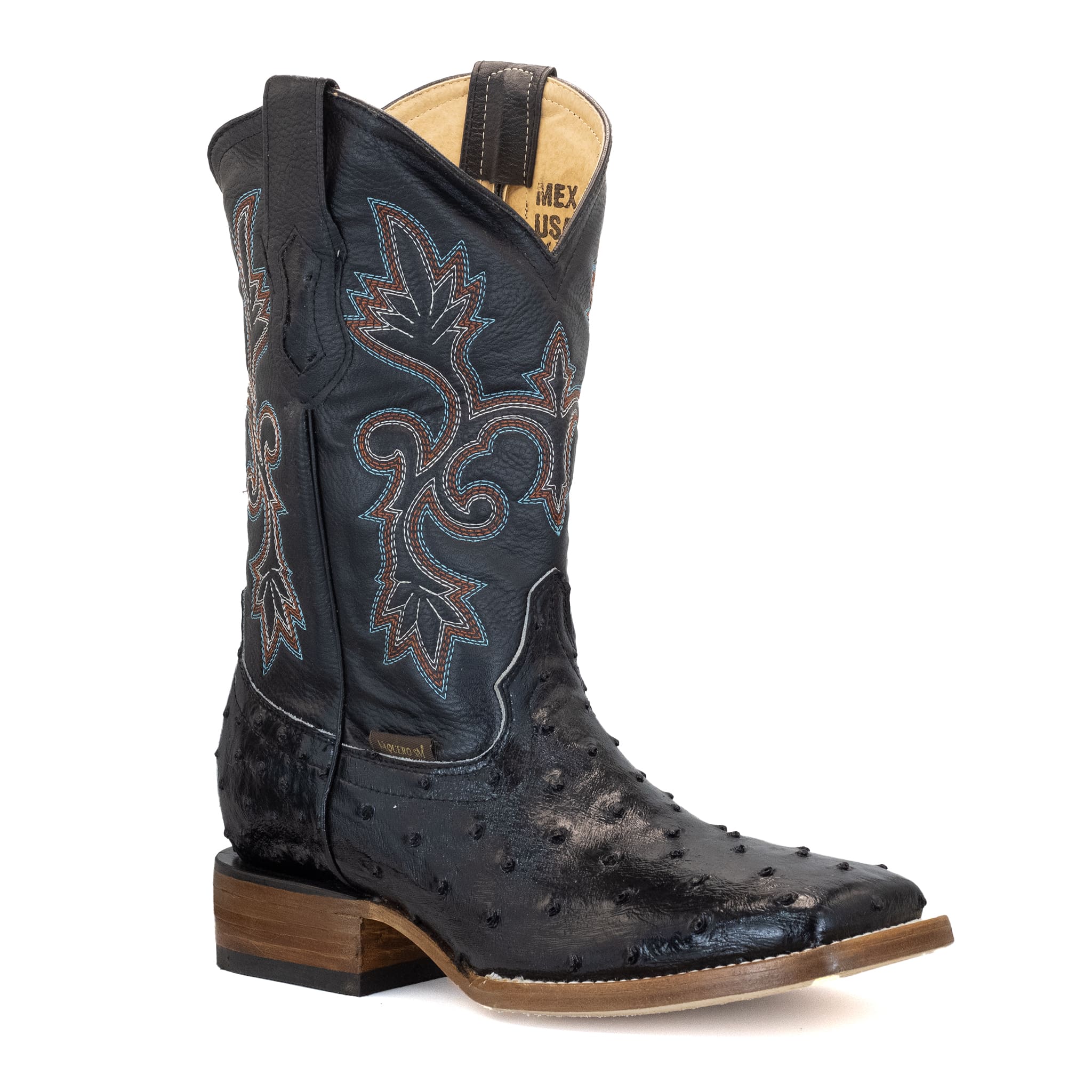 BOTA VAQUERO SM HORMA RODEO IMIT. AVESTRUZ NEGRO