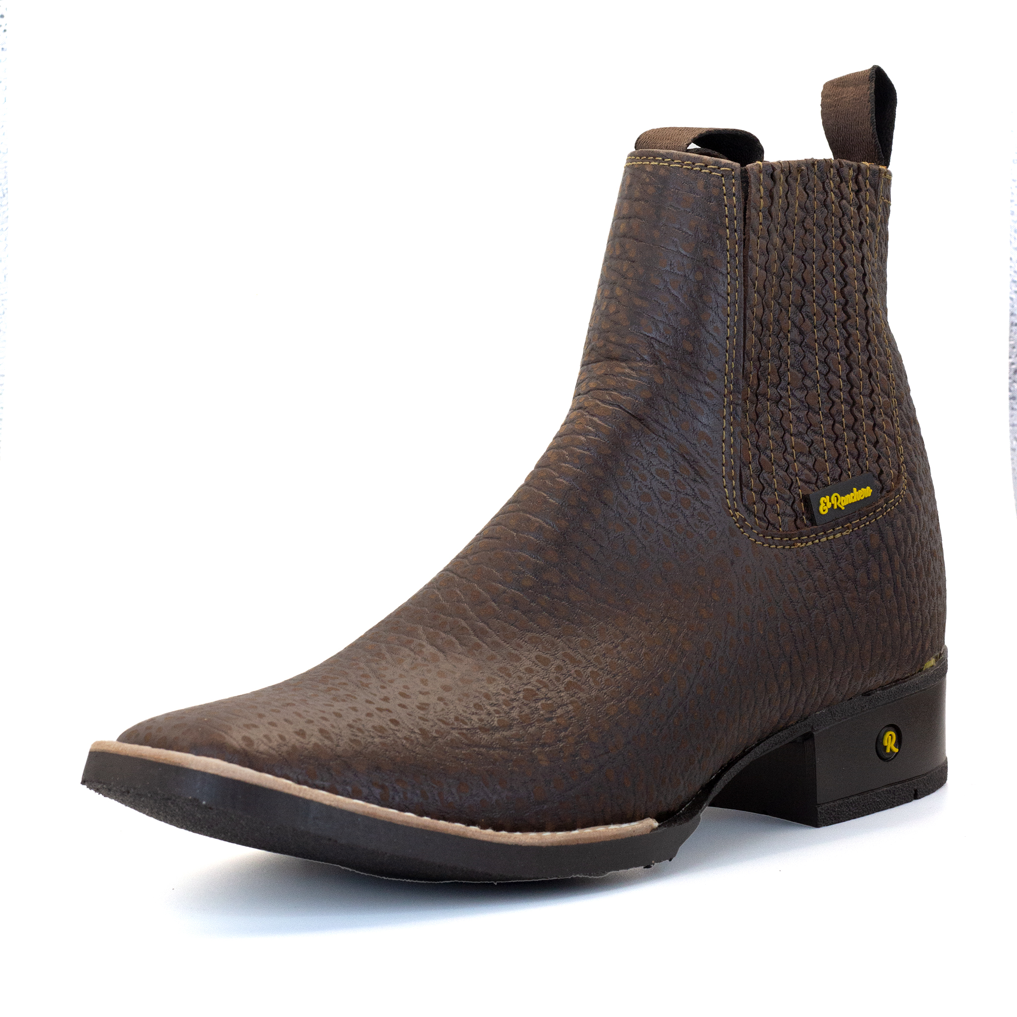 BOTIN EL RANCHERO DE PIEL DE CUELLO DE TORO CAFE