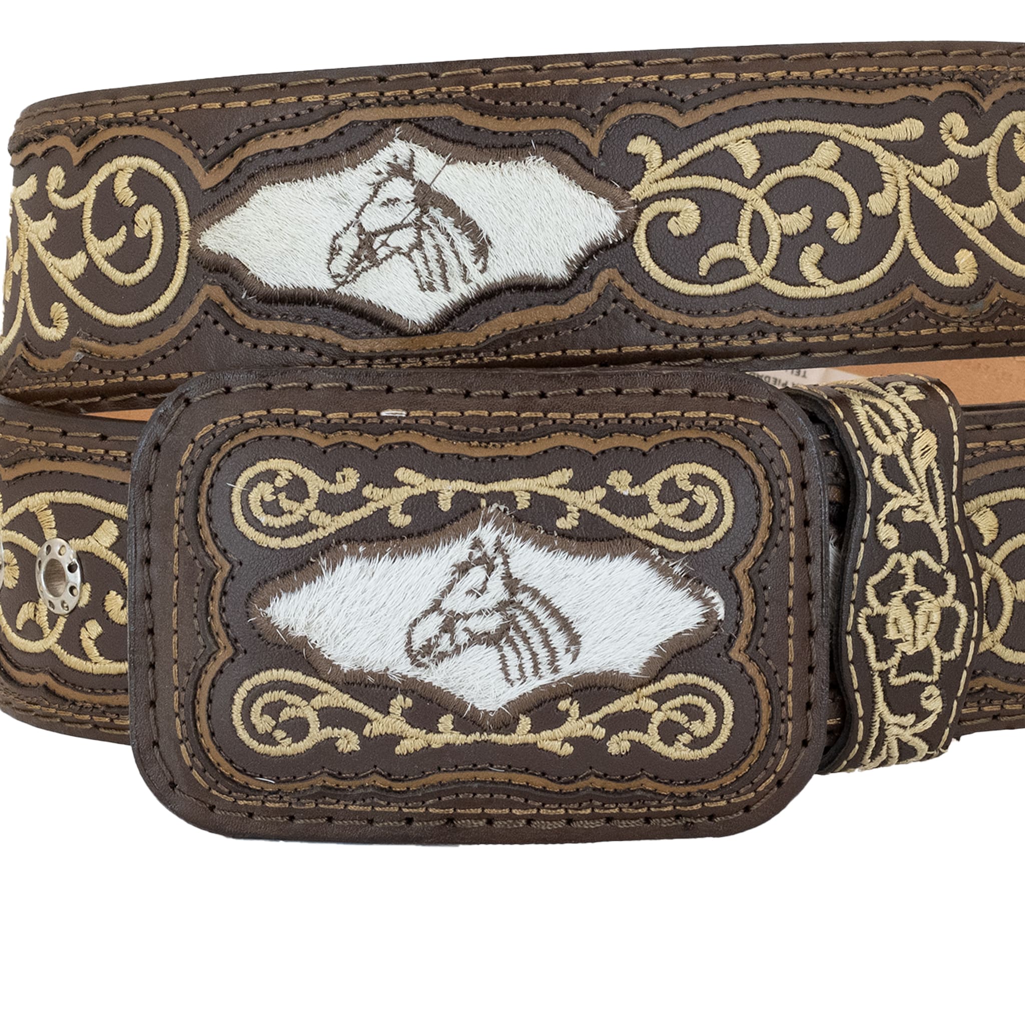 CINTO VAQUERO NAVAJEADO CON PELO CAFE