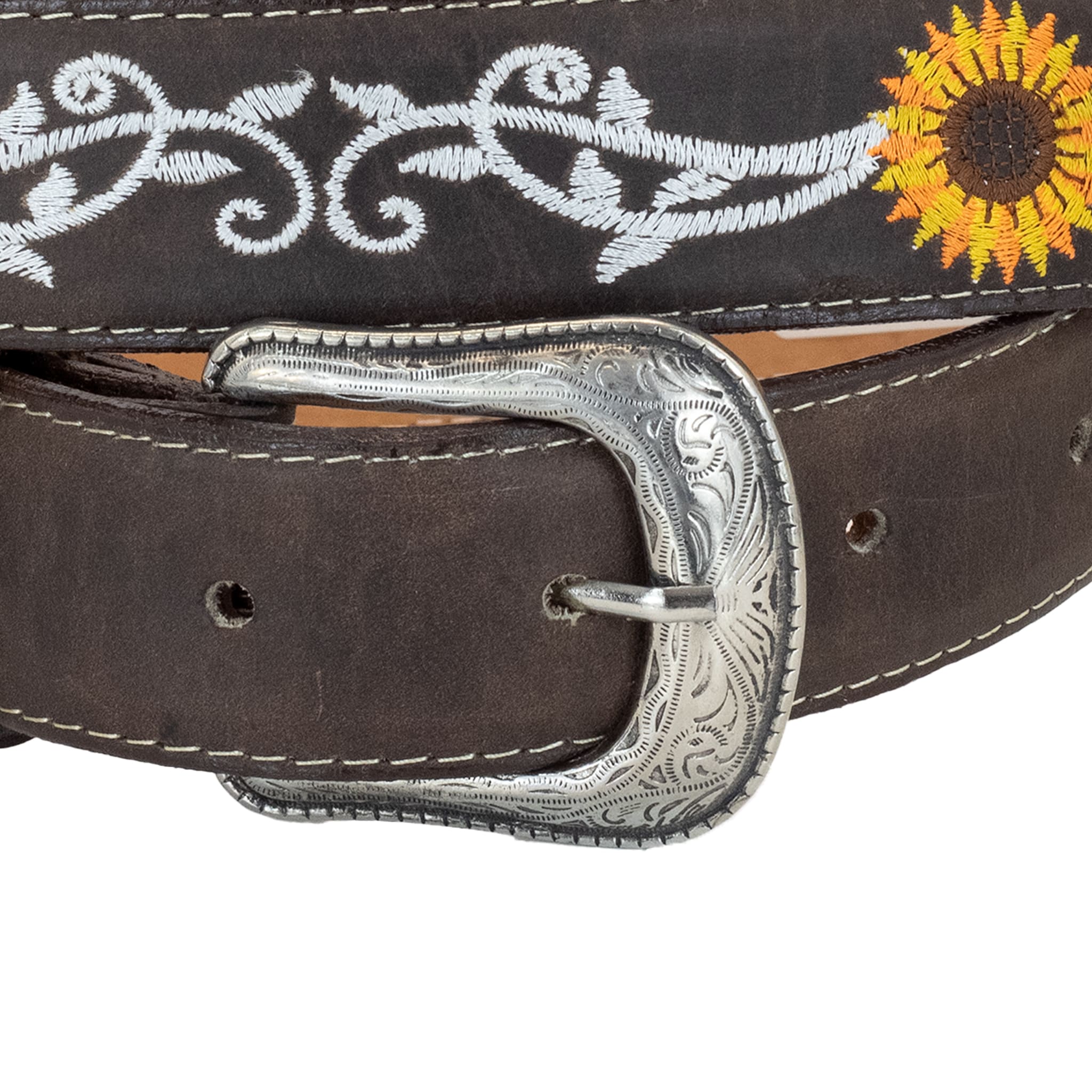 CINTO VAQUERO CON GIRASOLES CAFE