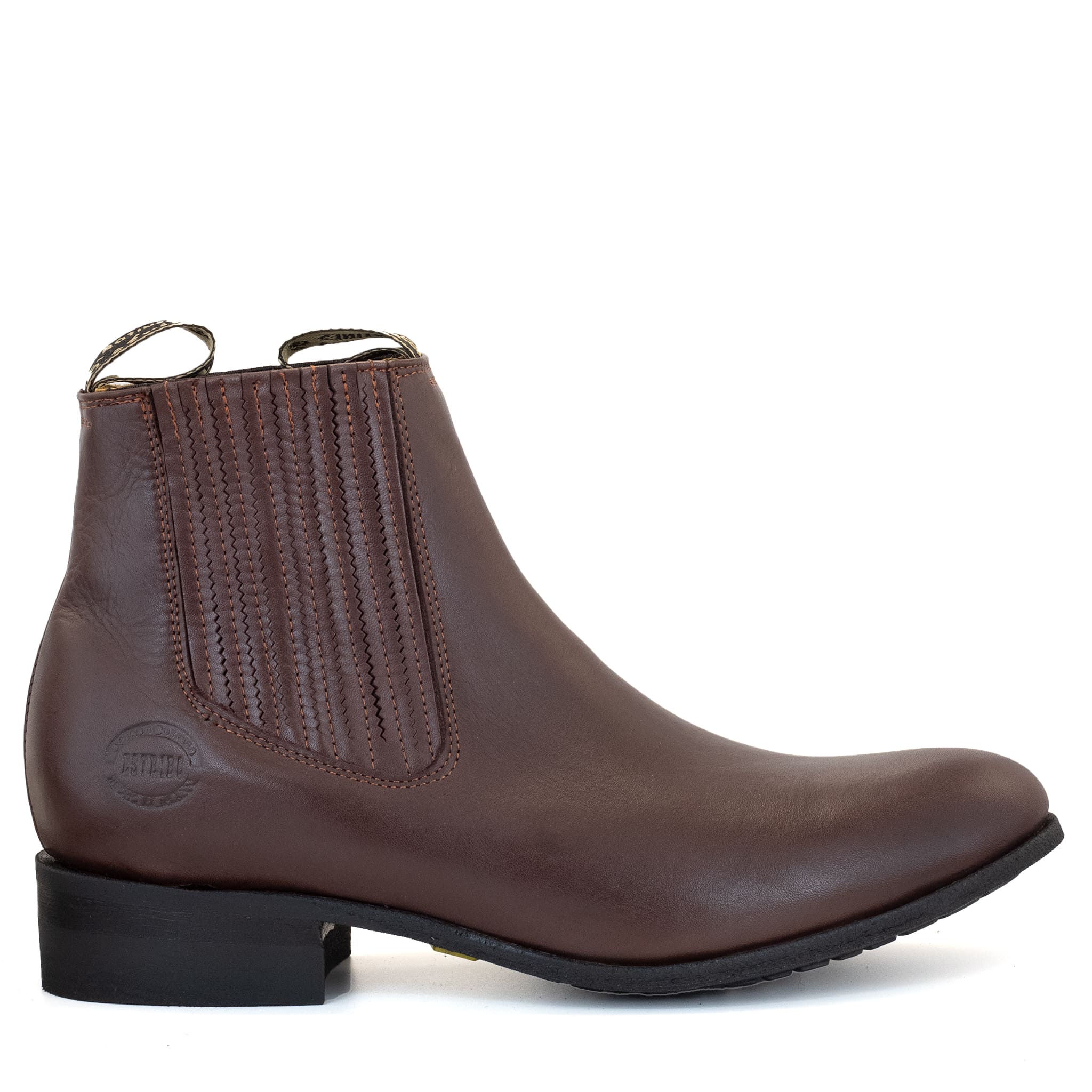 BOTIN ESTRIBO CHARRO SUELA DE HULE VINO