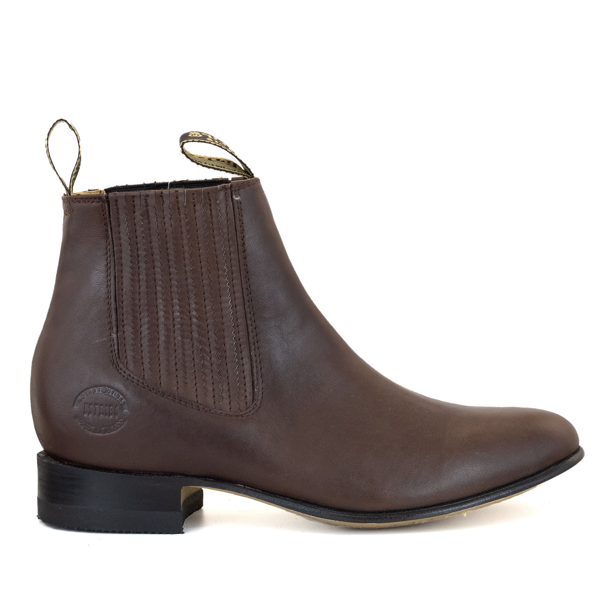 BOTIN ESTRIBO CHARRO SUELA DE CUERO CAFE