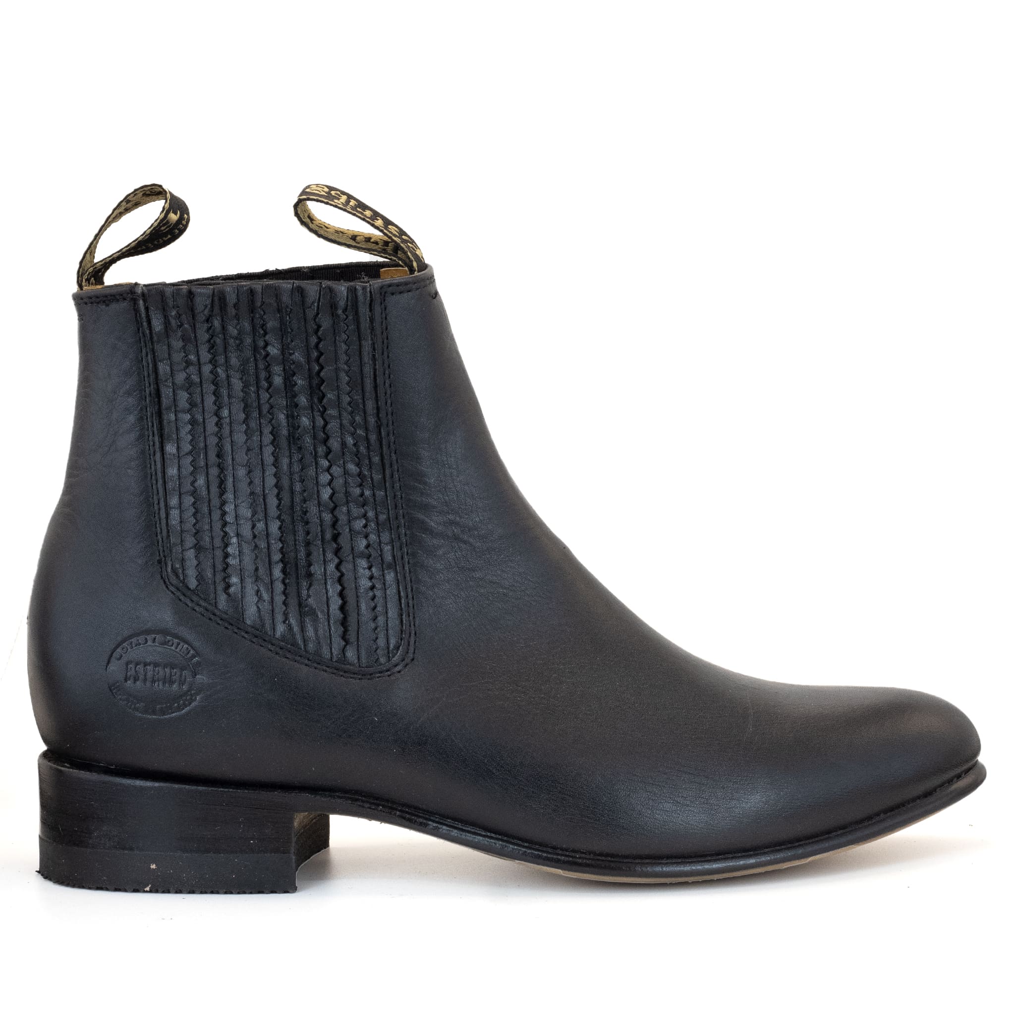 BOTIN ESTRIBO CHARRO SUELA DE CUERO NEGRO