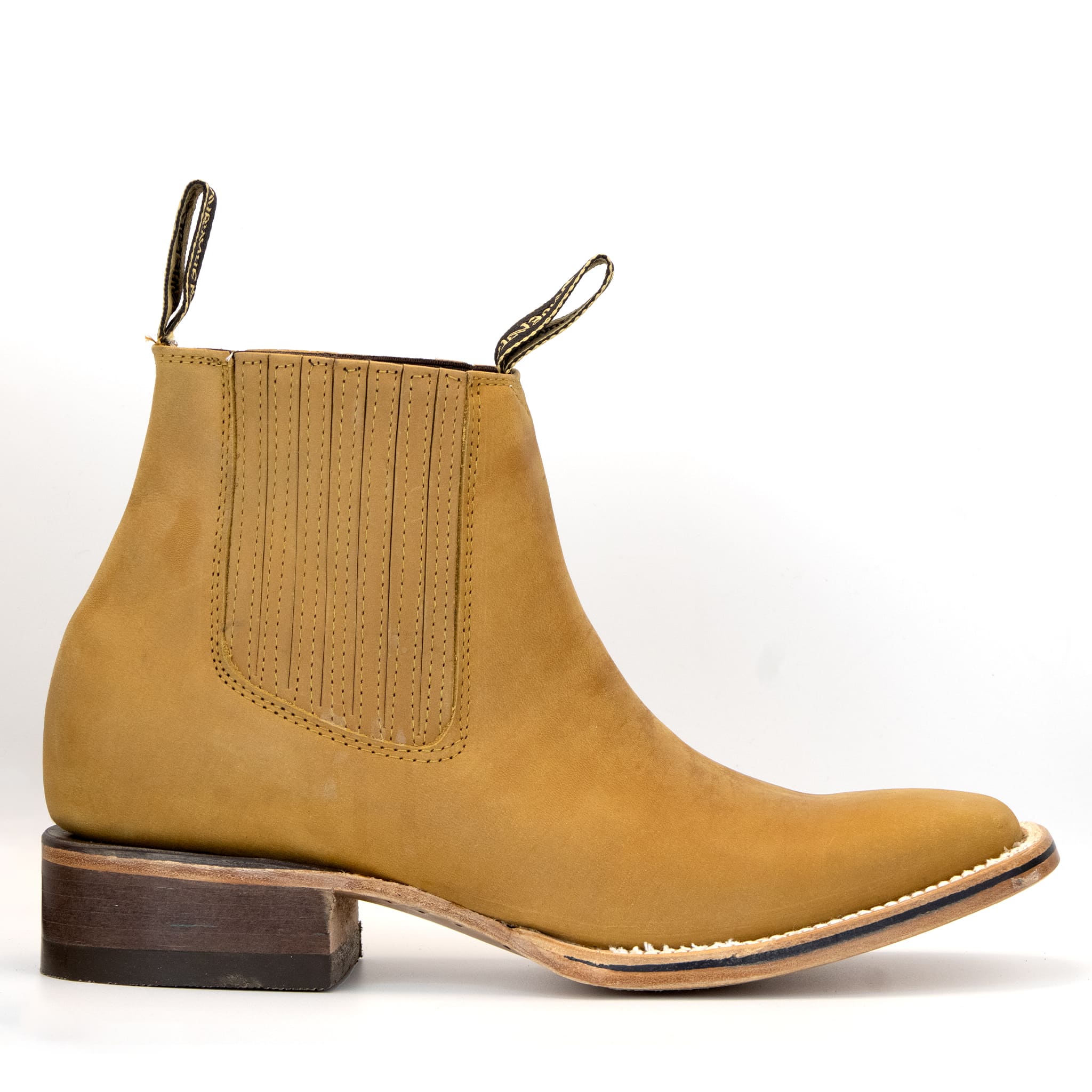 BOTIN ARMENTA CUADRADO CON SUELA DE CUERO CRAZY MIEL