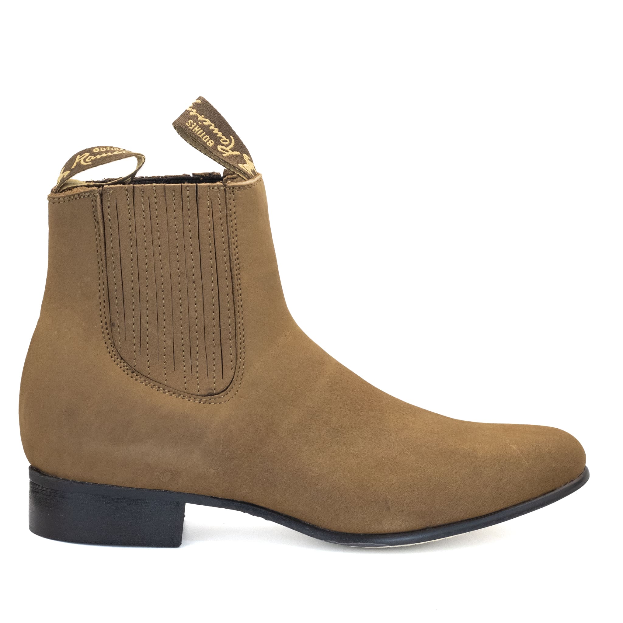 BOTIN RAMÍREZ CHARRO DE GAMUZA CON SUELA DE NEOLITE TABACO