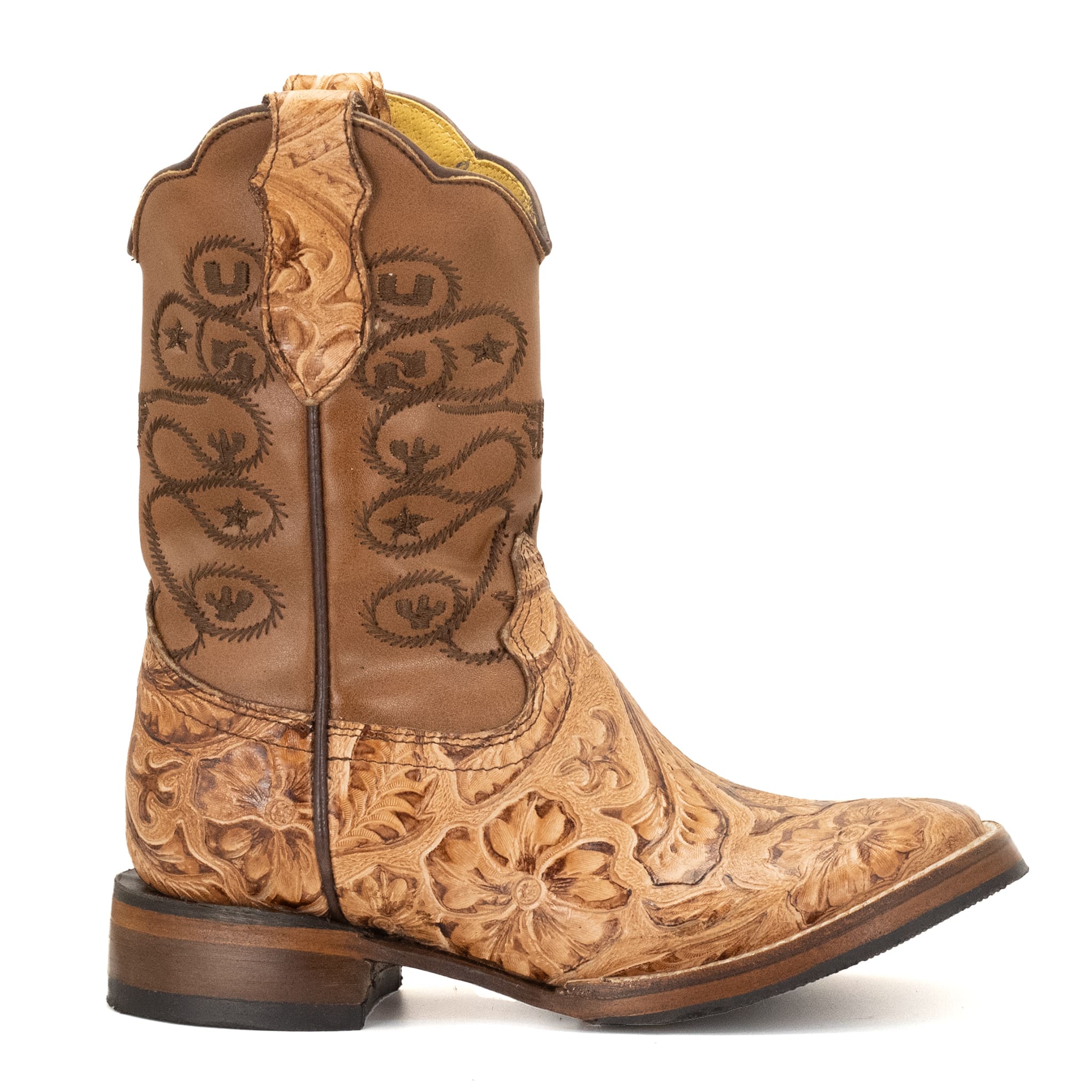 BOTA VAQUERO SM HORMA RODEO EN PIEL GRABADO CINCELADO NATURAL