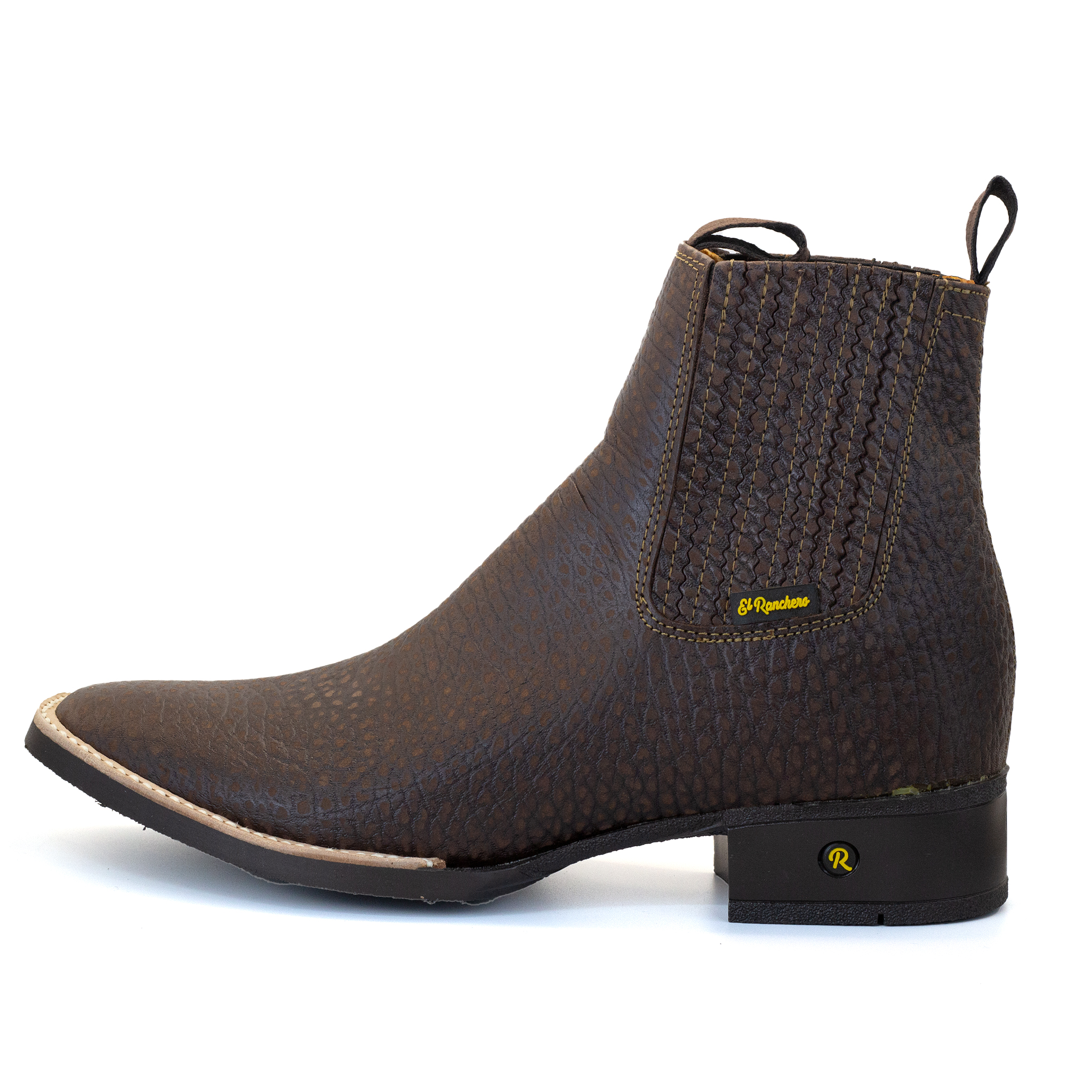 BOTIN EL RANCHERO DE PIEL DE CUELLO DE TORO CAFE