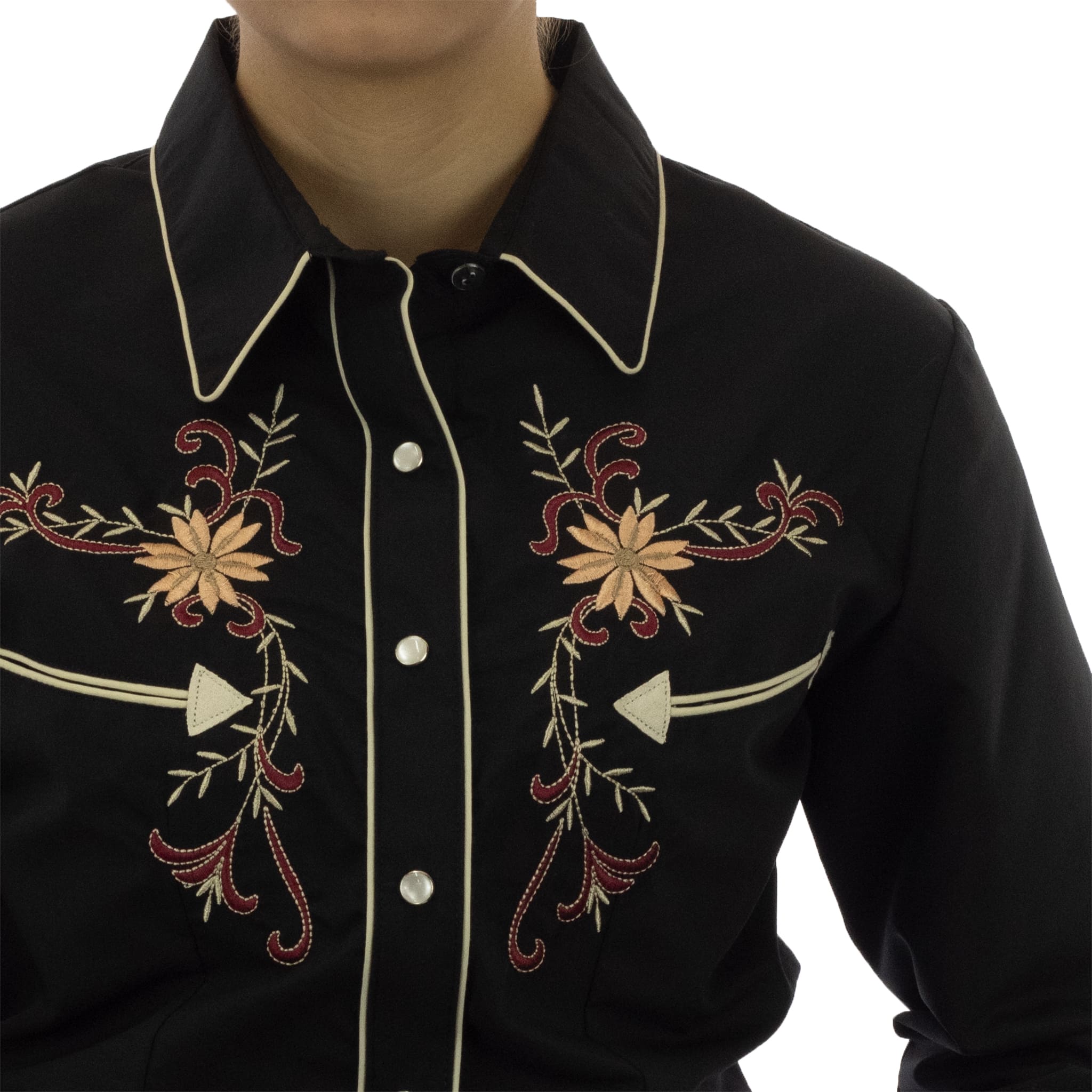 004 CAMISA ESPUELA DE ORO DE MANGA LARGA CHARRA NEGRO
