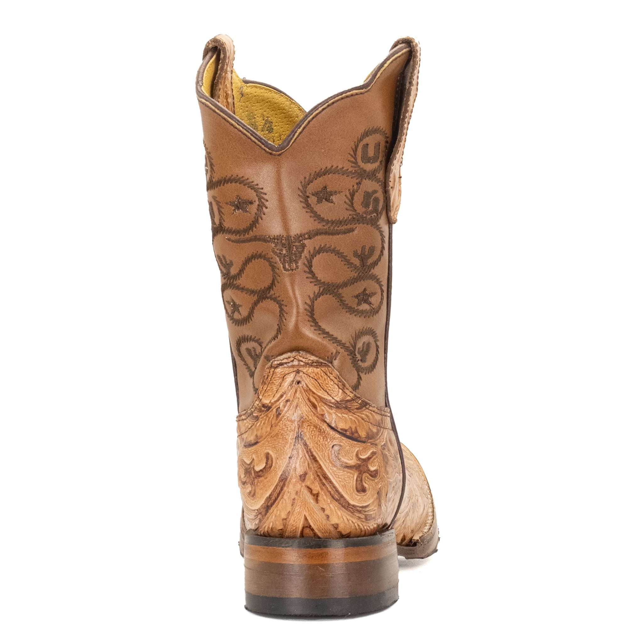 BOTA VAQUERO SM HORMA RODEO EN PIEL GRABADO CINCELADO NATURAL