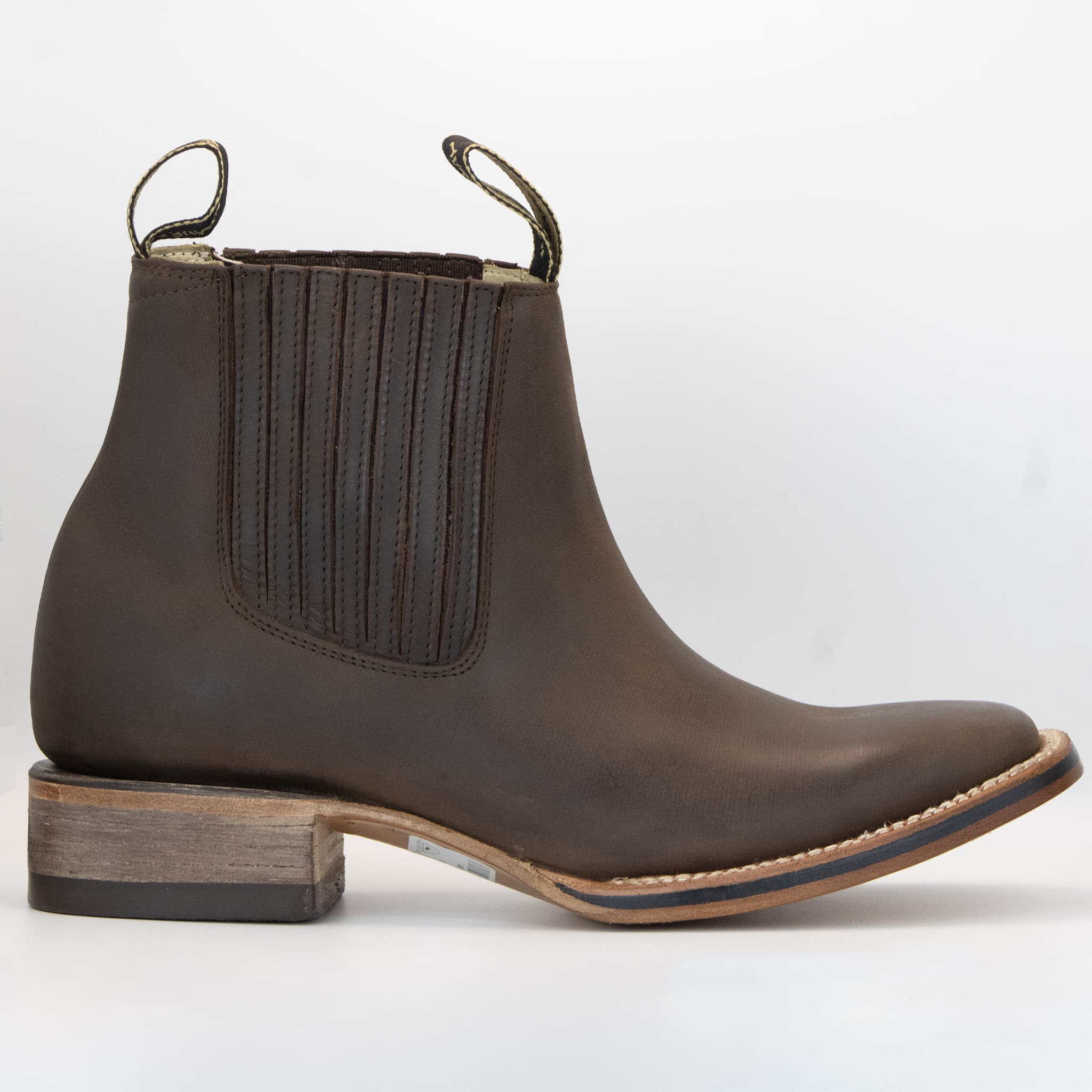 005 BOTIN ARMENTA CUADRADO CON SUELA DE CUERO CRAZY CAFE