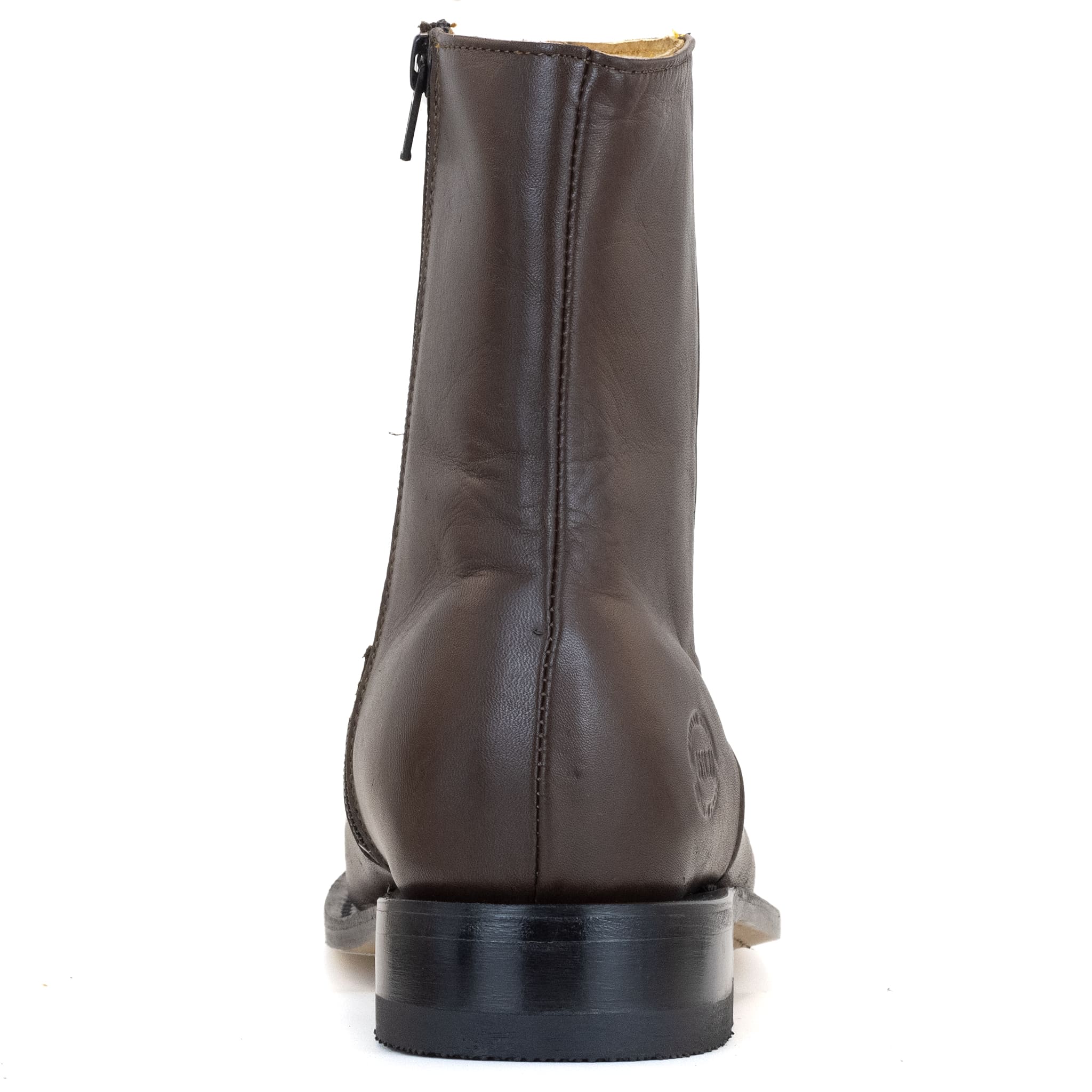 BOTIN ESTRIBO DE PIEL DE RES CON CIERRE CAFE