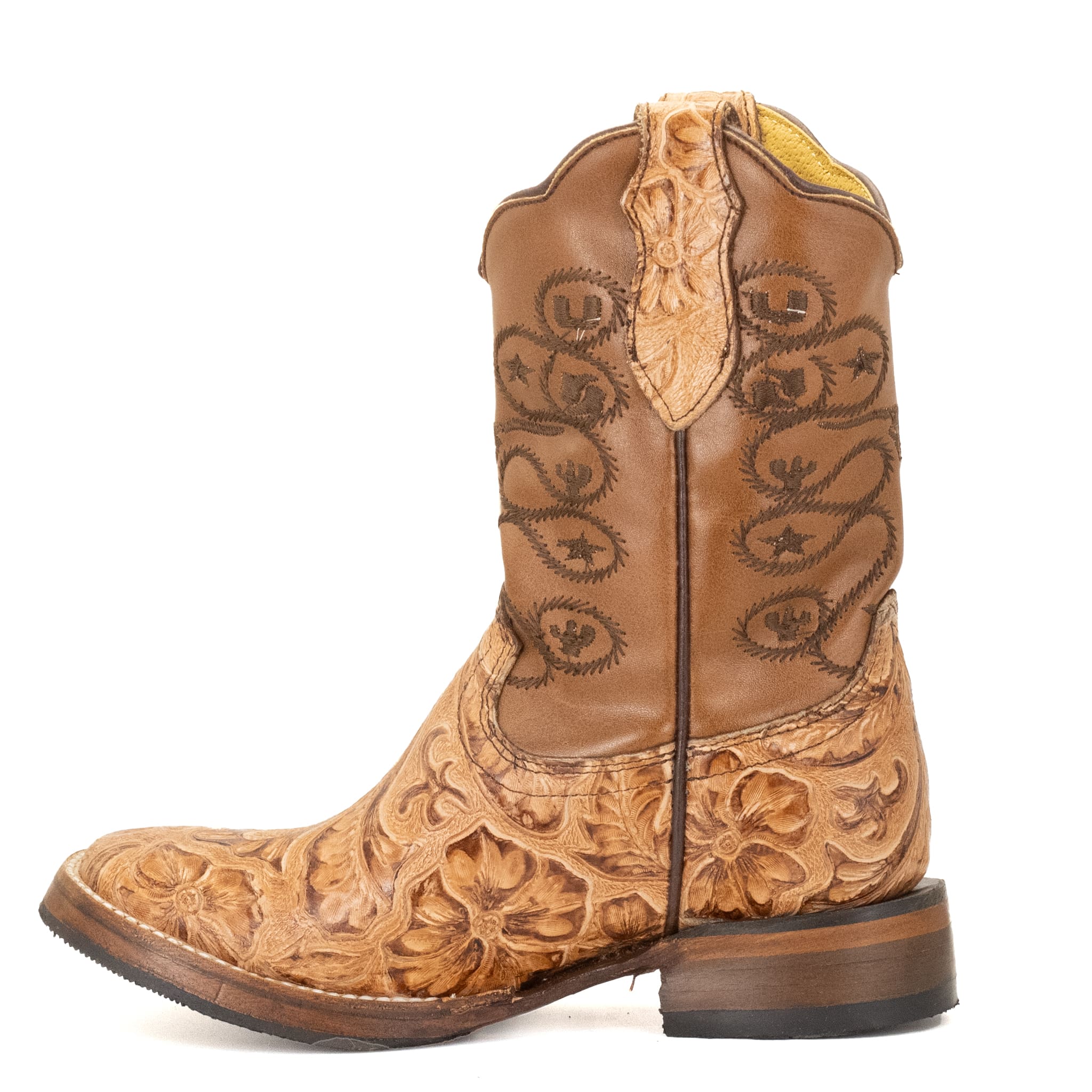 BOTA VAQUERO SM HORMA RODEO EN PIEL GRABADO CINCELADO NATURAL