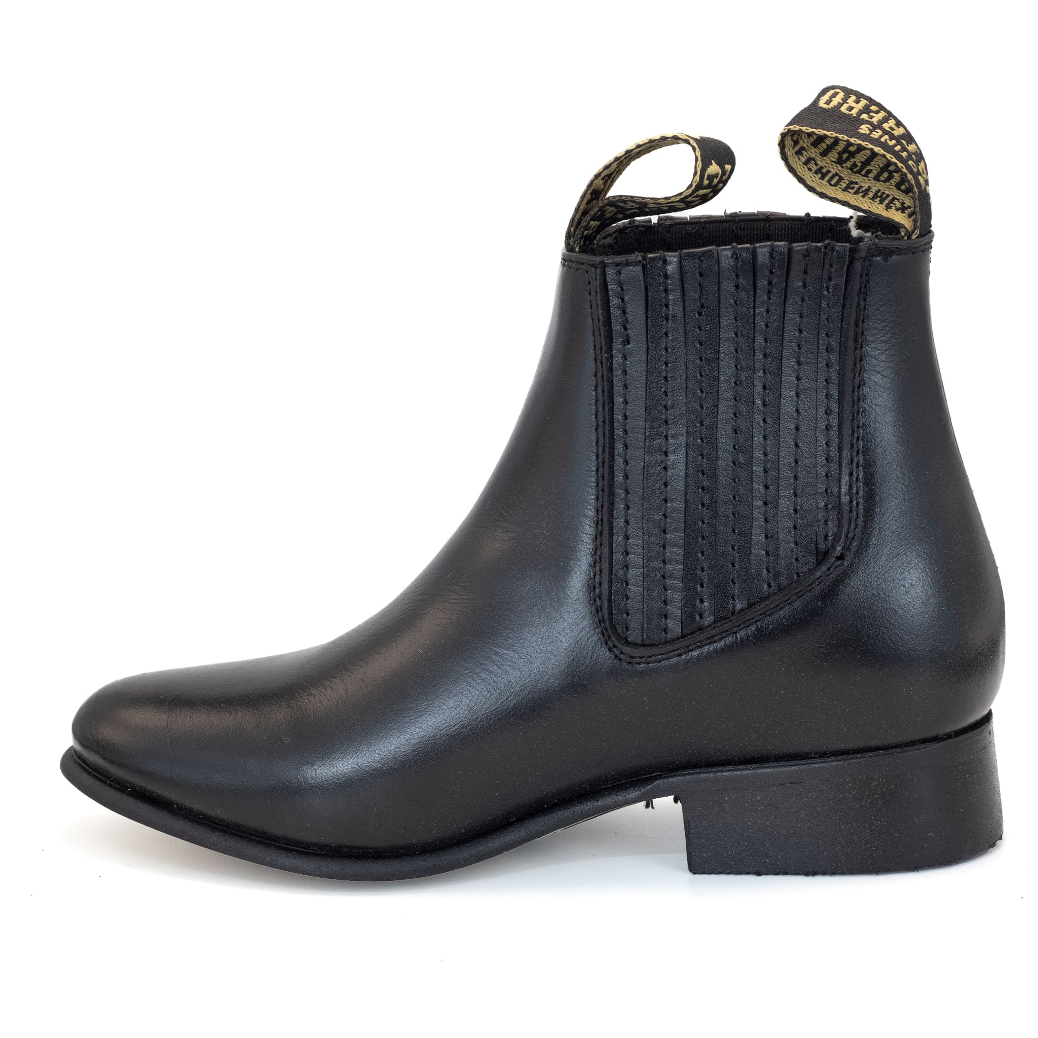 BOTIN CUATRERO CHARRO EN PIEL NEGRO
