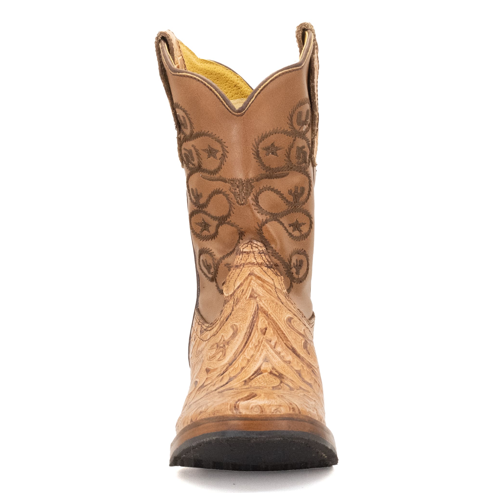 BOTA VAQUERO SM HORMA RODEO EN PIEL GRABADO CINCELADO NATURAL
