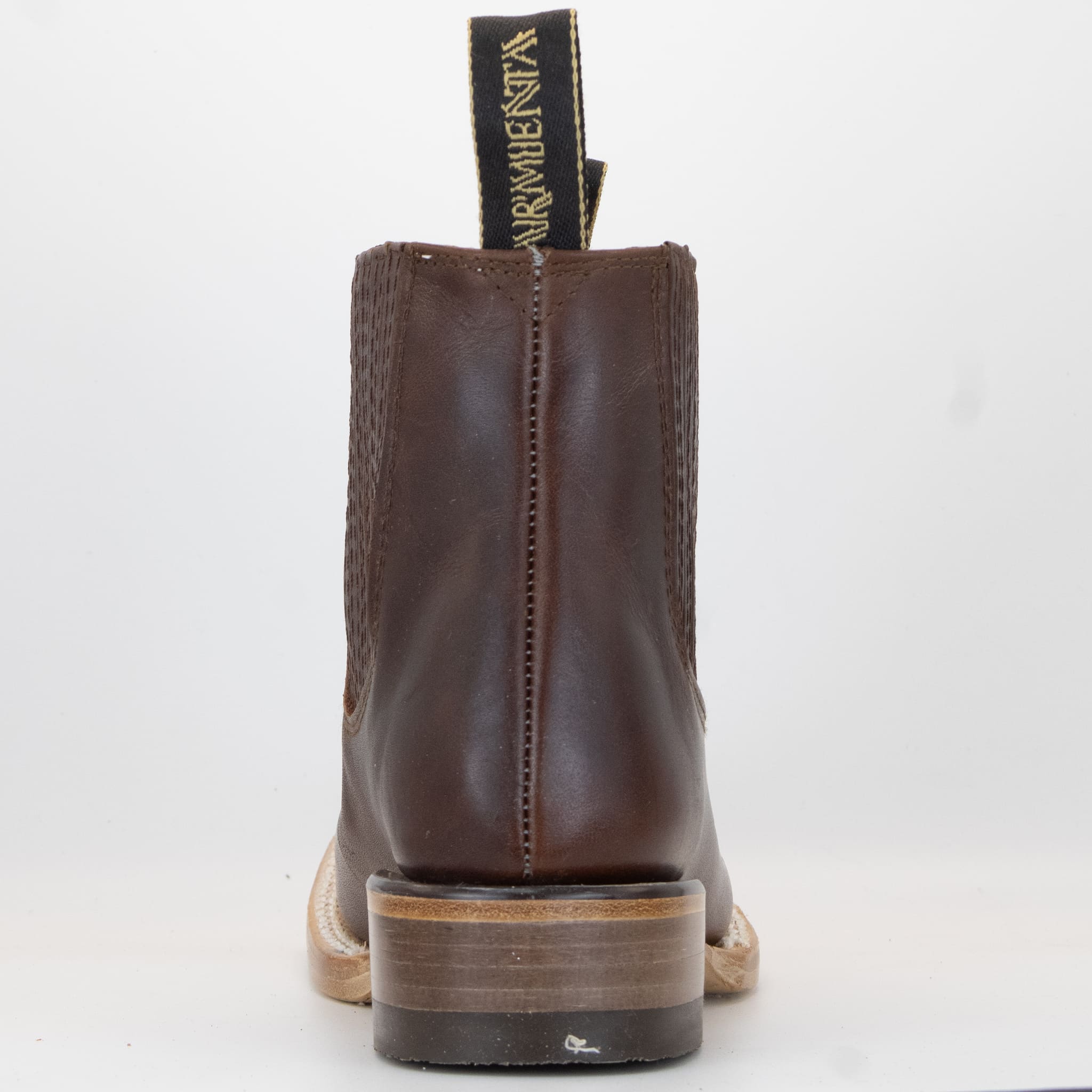 BOTIN ARMENTA CUADRADO CON SUELA DE CUERO ATANADO CAFE