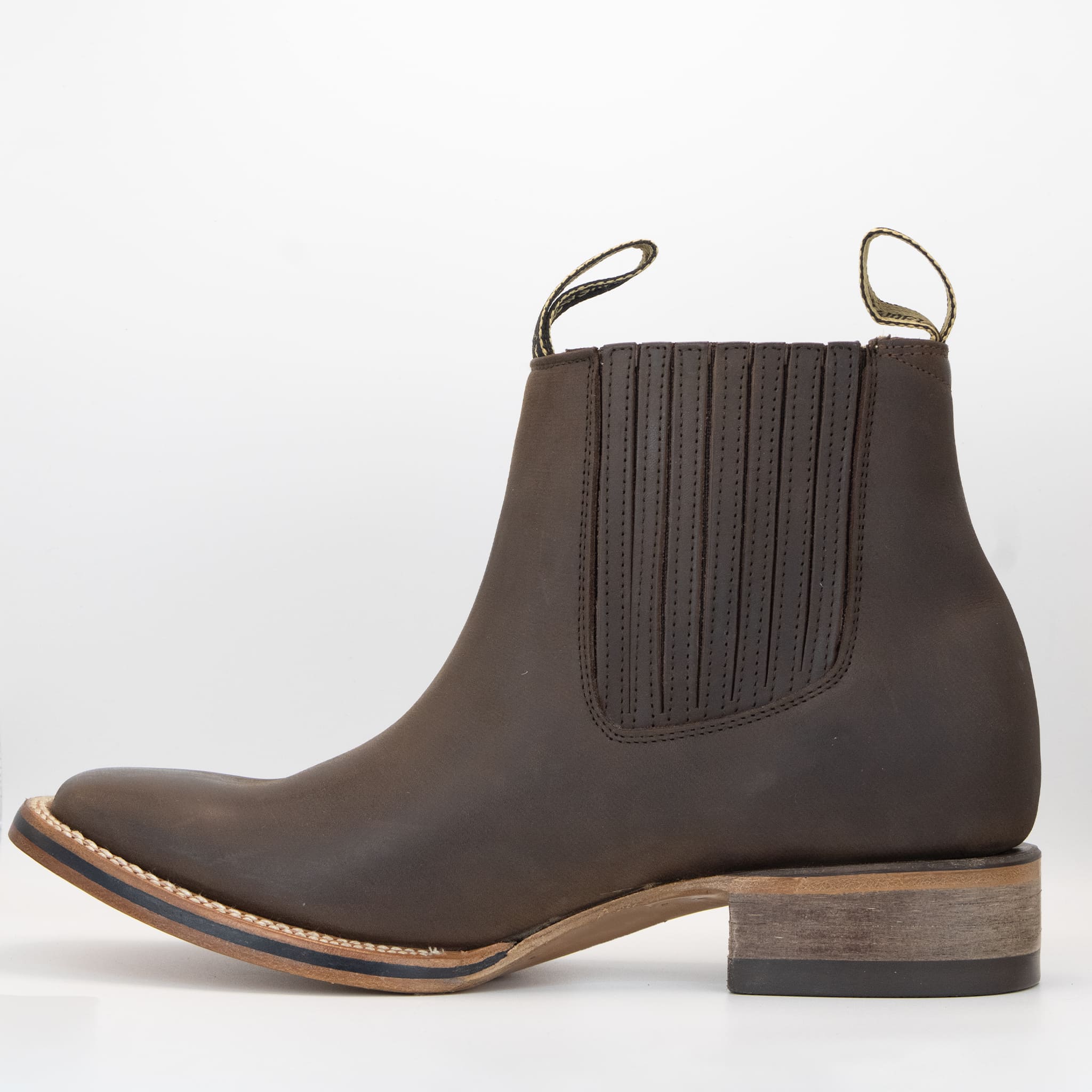 008 BOTIN ARMENTA CUADRADO CON SUELA DE CUERO CRAZY CAFE