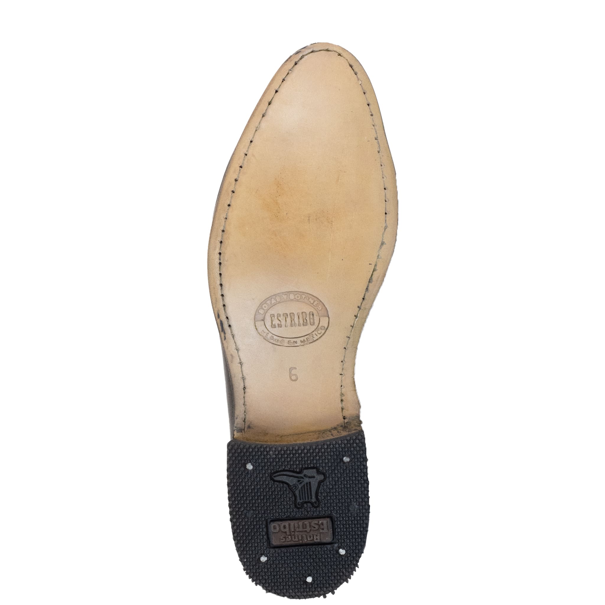BOTIN ESTRIBO CHARRO SUELA DE CUERO NEGRO