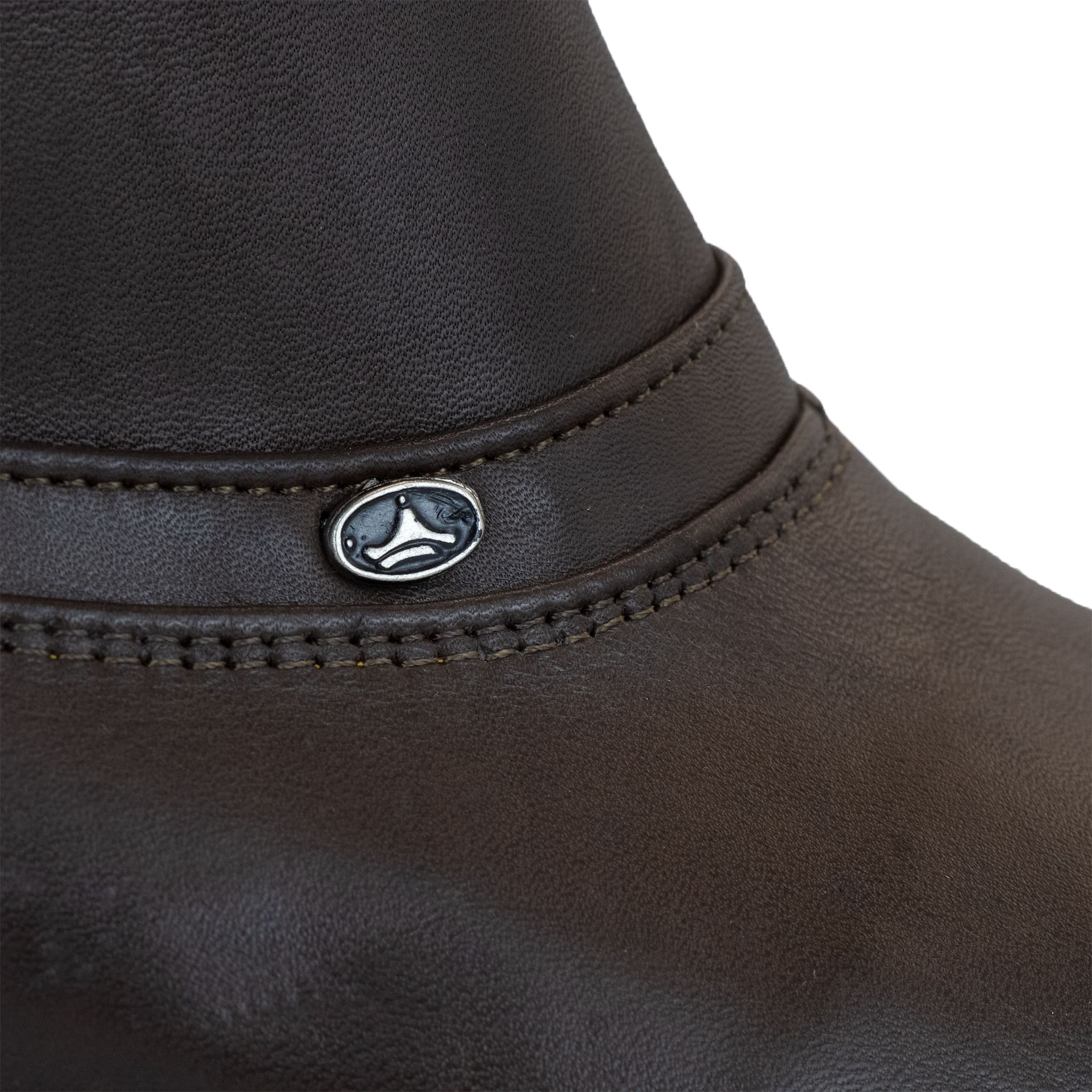 BOTIN ESTRIBO DE PIEL DE RES CON CIERRE CAFE