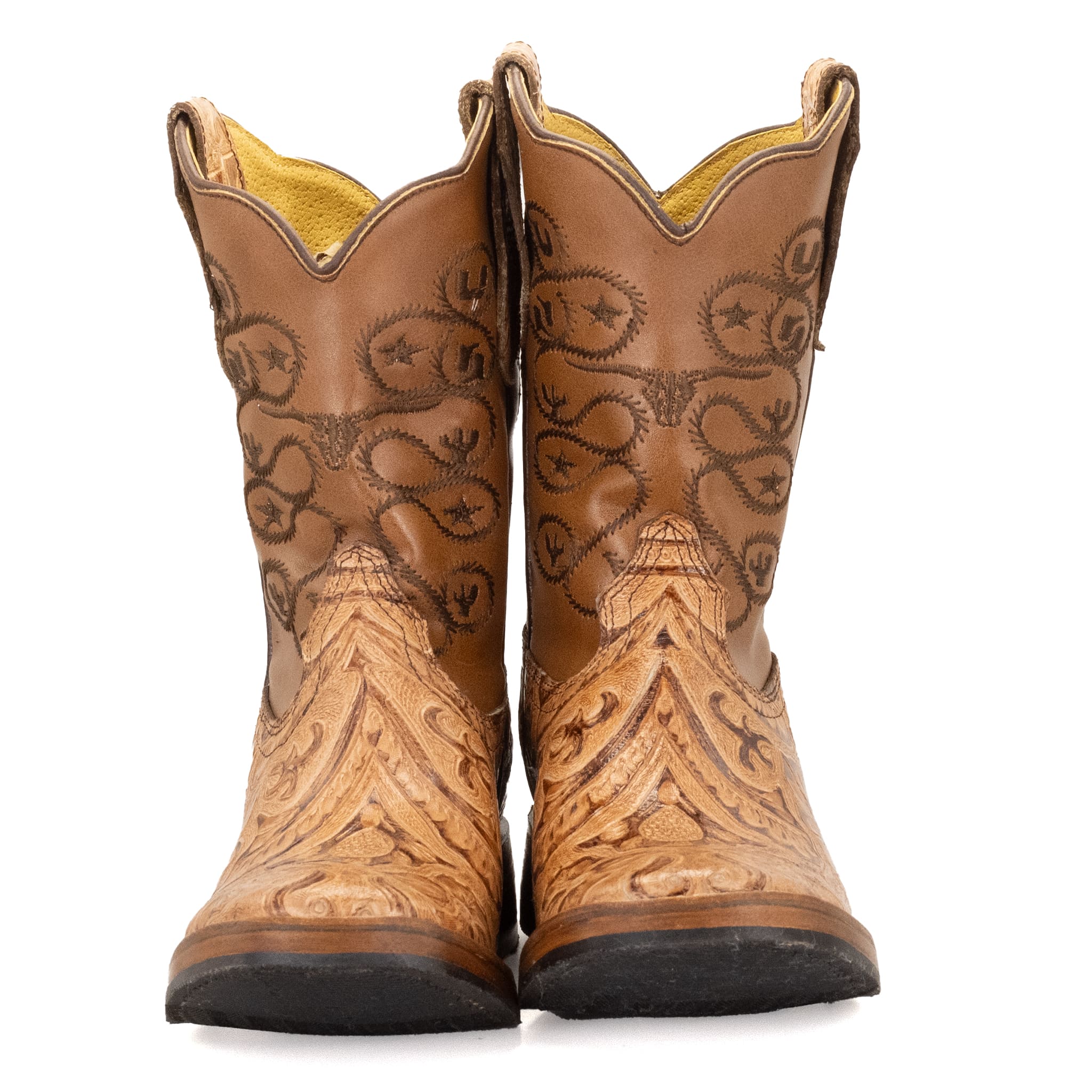 BOTA VAQUERO SM HORMA RODEO EN PIEL GRABADO CINCELADO NATURAL