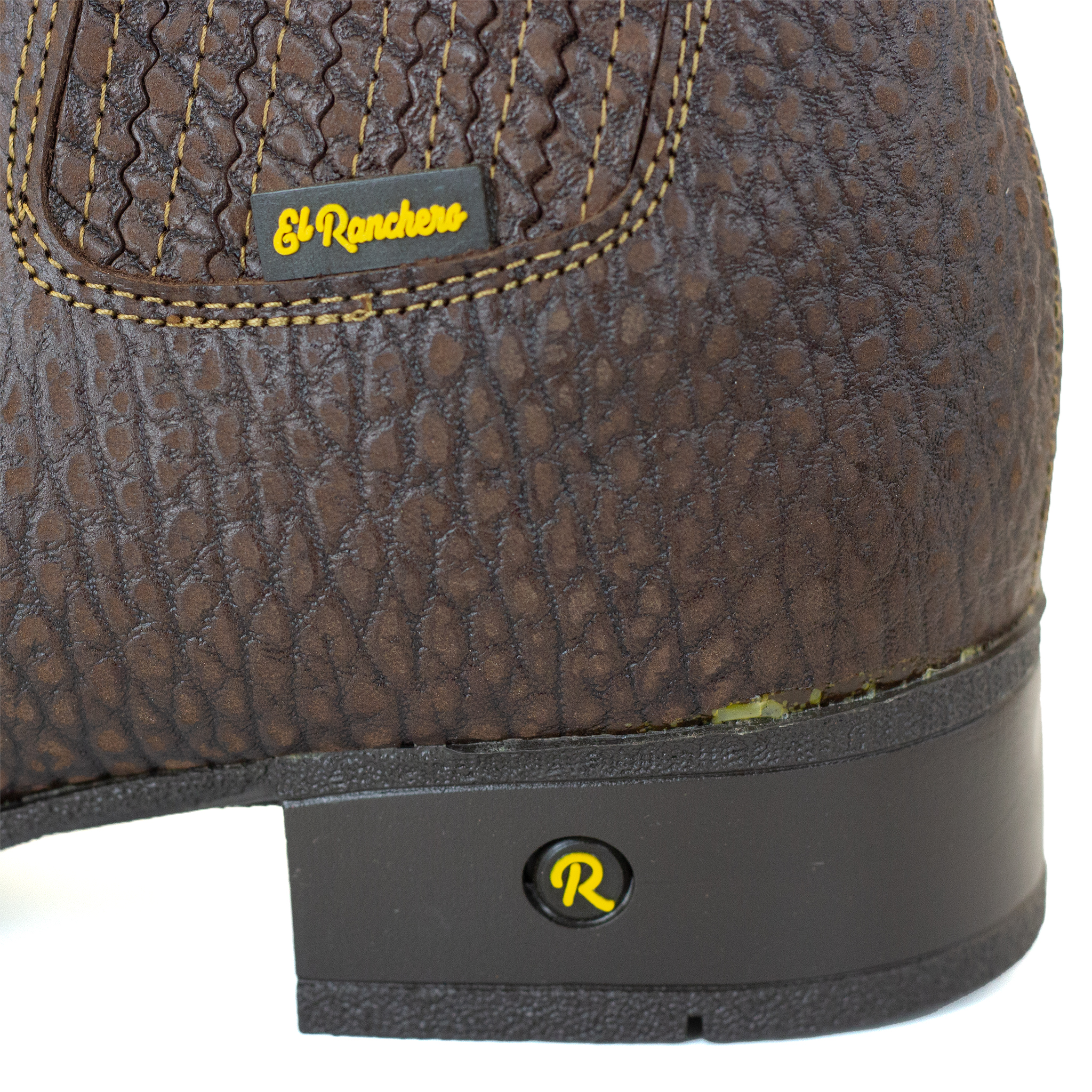 BOTIN EL RANCHERO DE PIEL DE CUELLO DE TORO CAFE