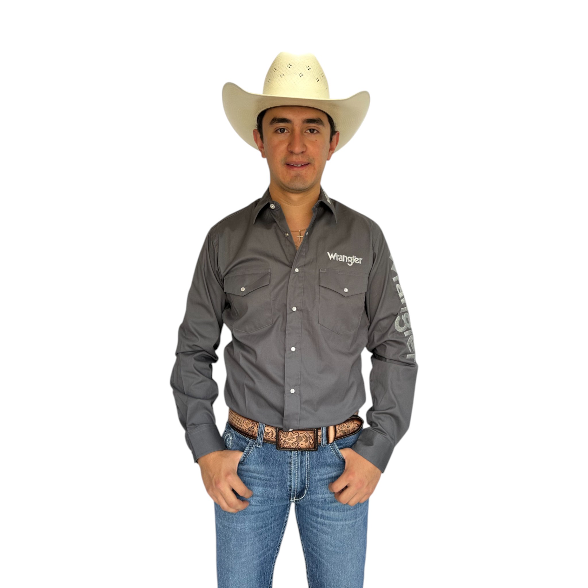 CAMISA VAQUERA WRANGLER MANGA LARGA HOMBRE GRIS