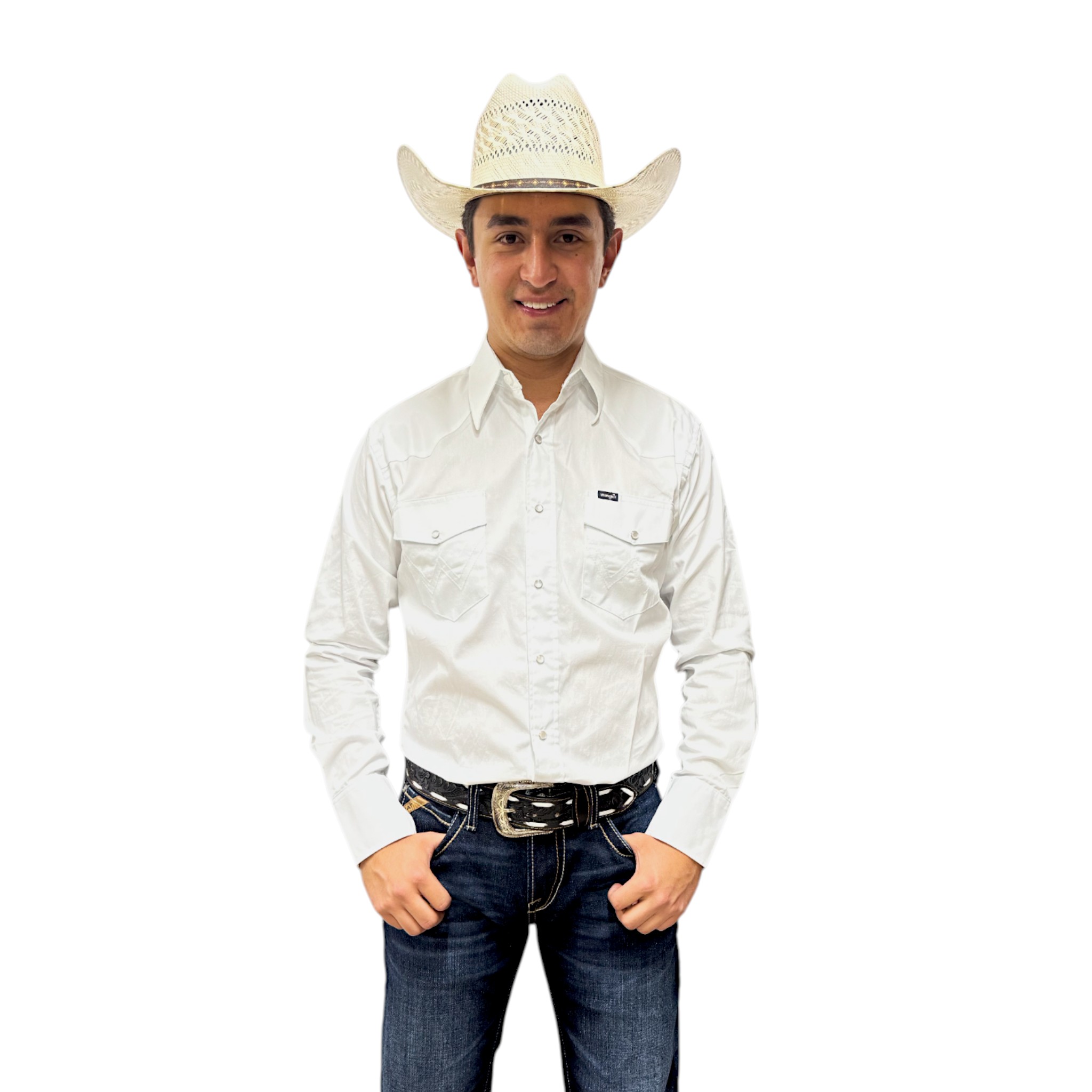 CAMISA VAQUERA WRANGLER HOMBRE MANGA LARGA BLANCO