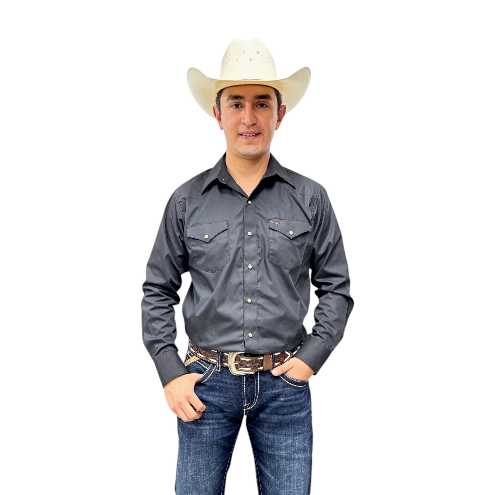 CAMISA RODEO WEST VAQUERA MANGA LARGA NEGRA