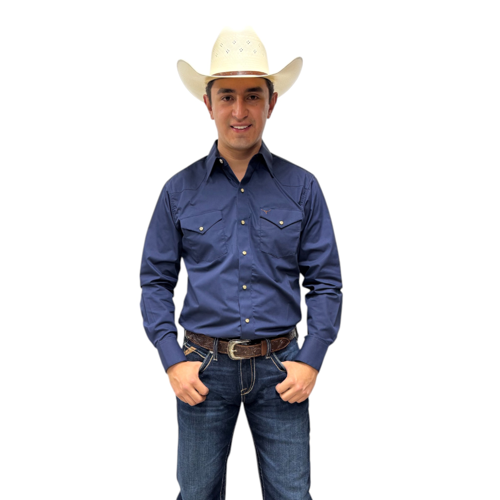 CAMISA RODEO WEST VAQUERA MANGA LARGA AZUL MARINO