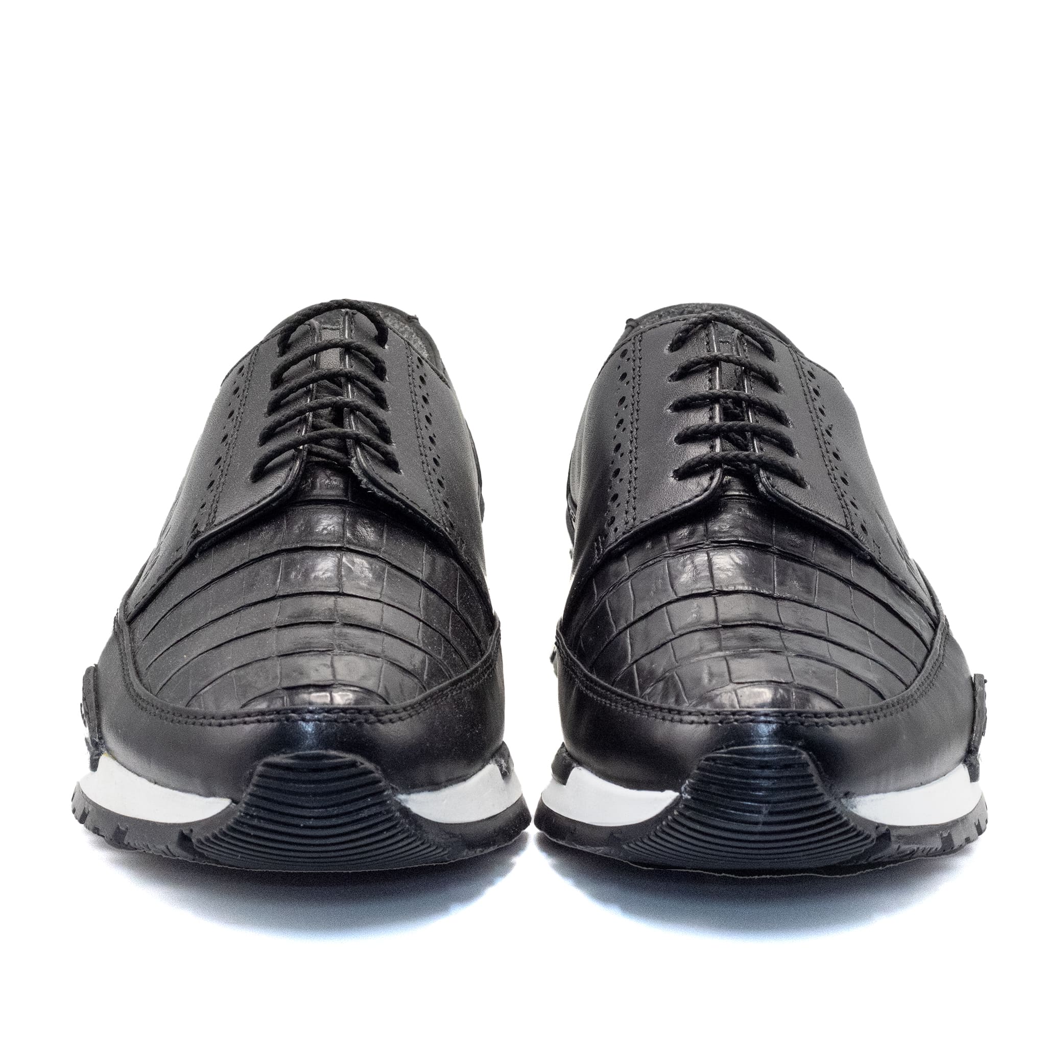 ZAPATO CUADRA CON PIEL GENUINA DE CAIMAN NEGRO