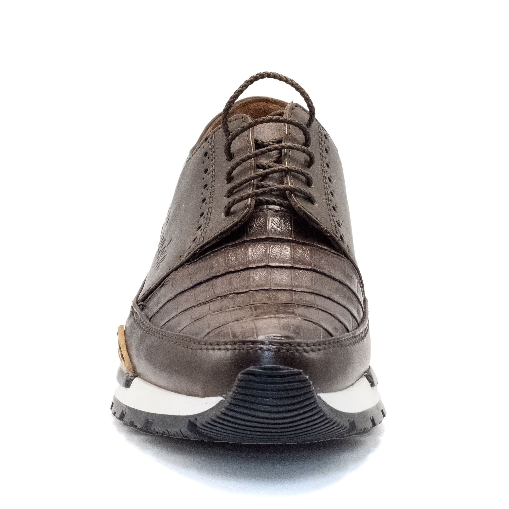 ZAPATO CUADRA CON PIEL GENUINA DE CAIMAN CAFE